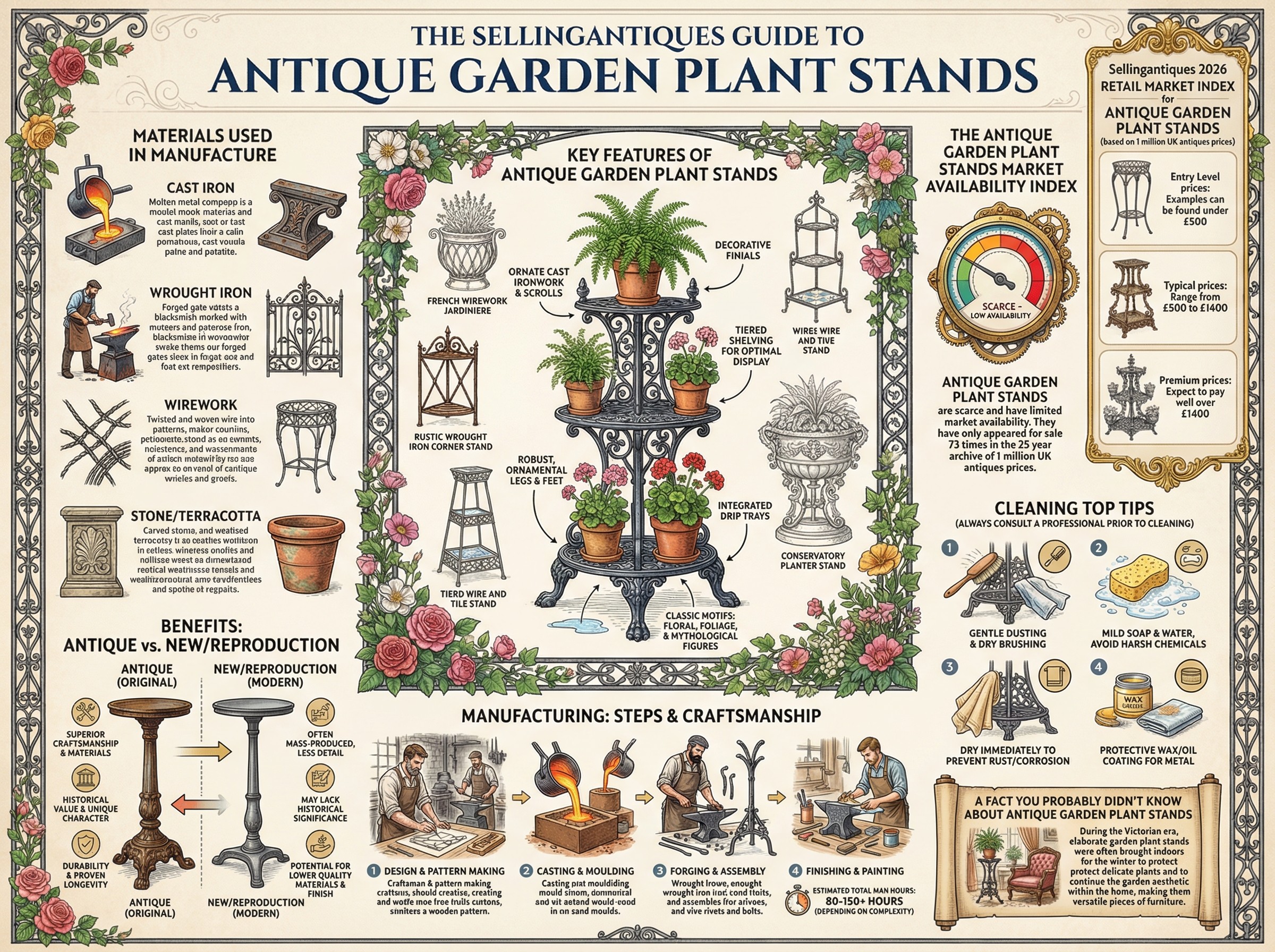 Antique Garden Plant Stands Guide Infographic
