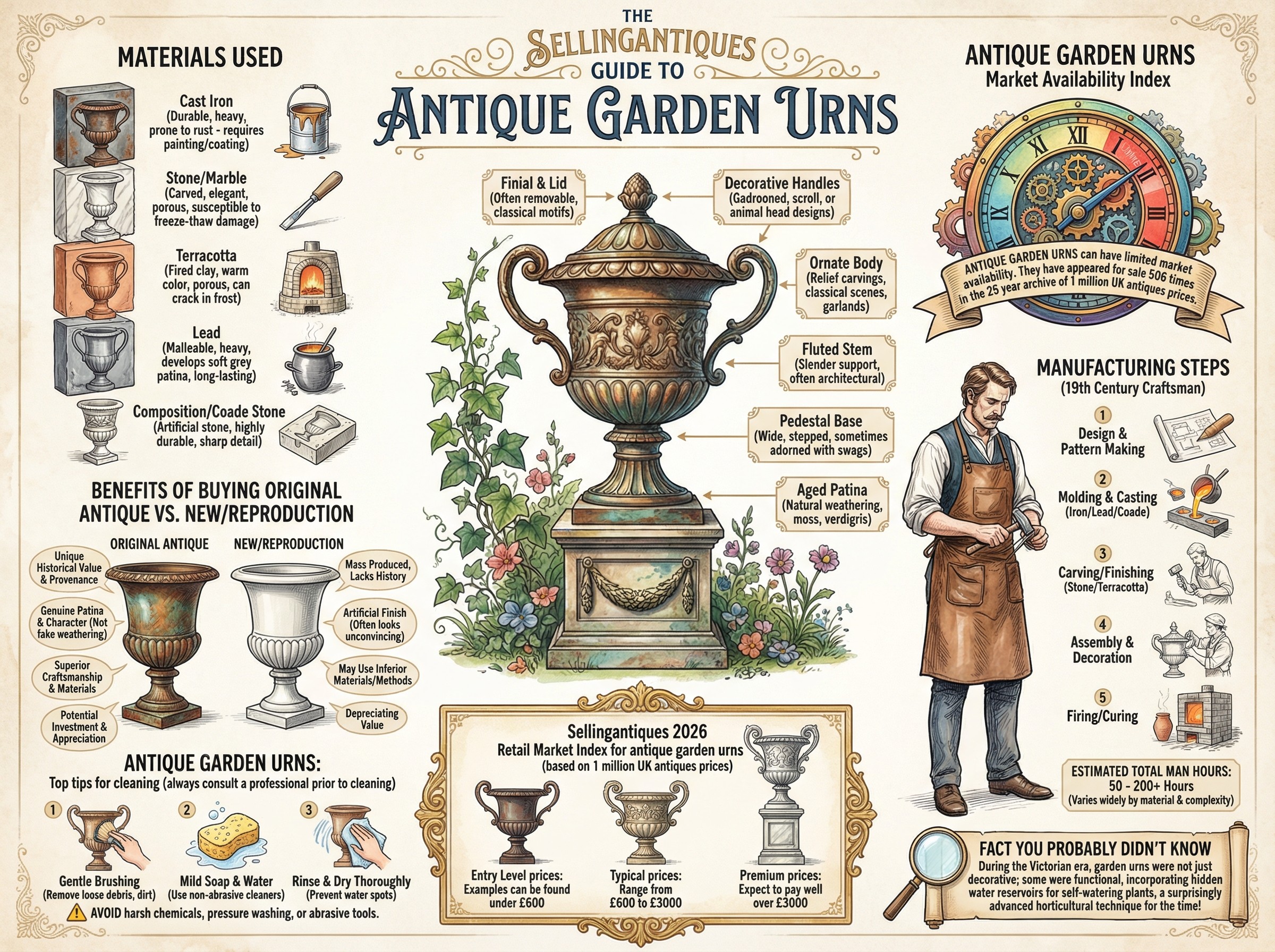 Antique Garden Urns Guide Infographic