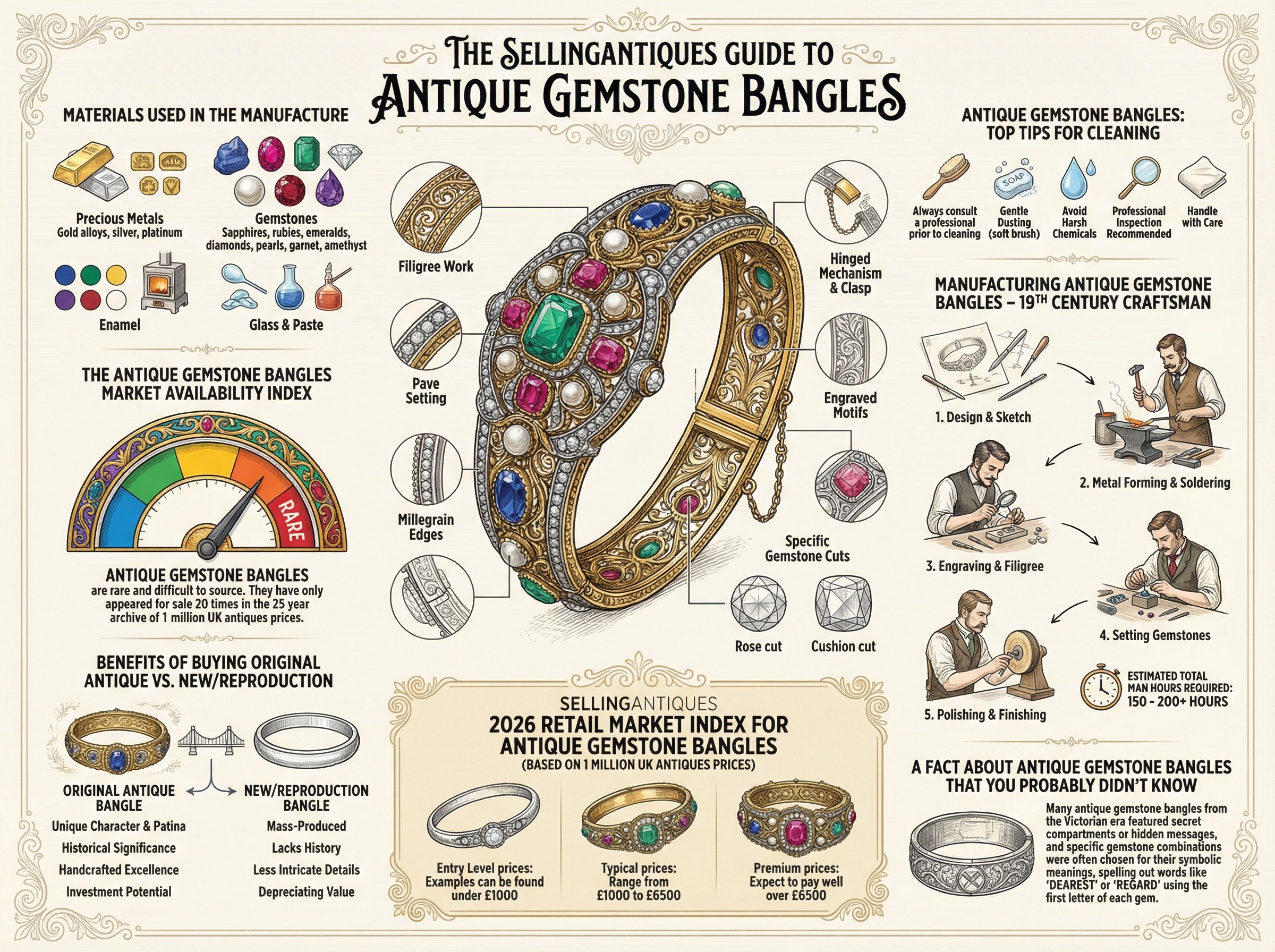 Antique Gemstone Bangles Guide Infographic