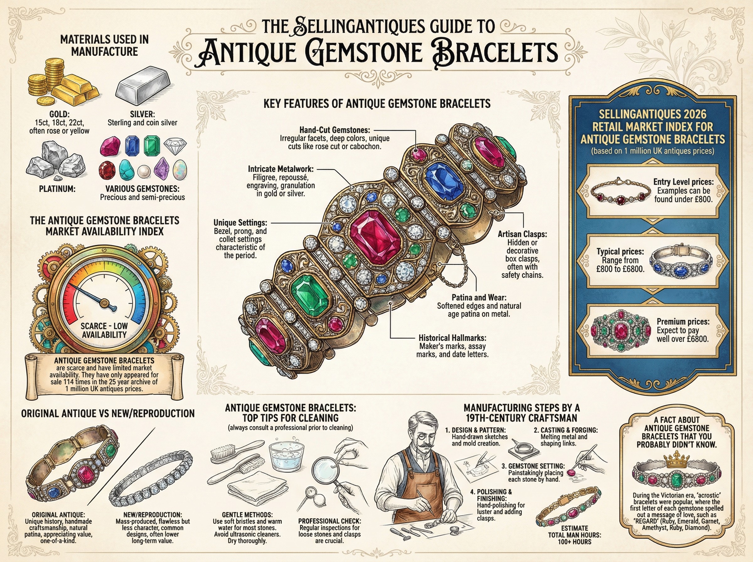 Antique Gemstone Bracelets Guide Infographic