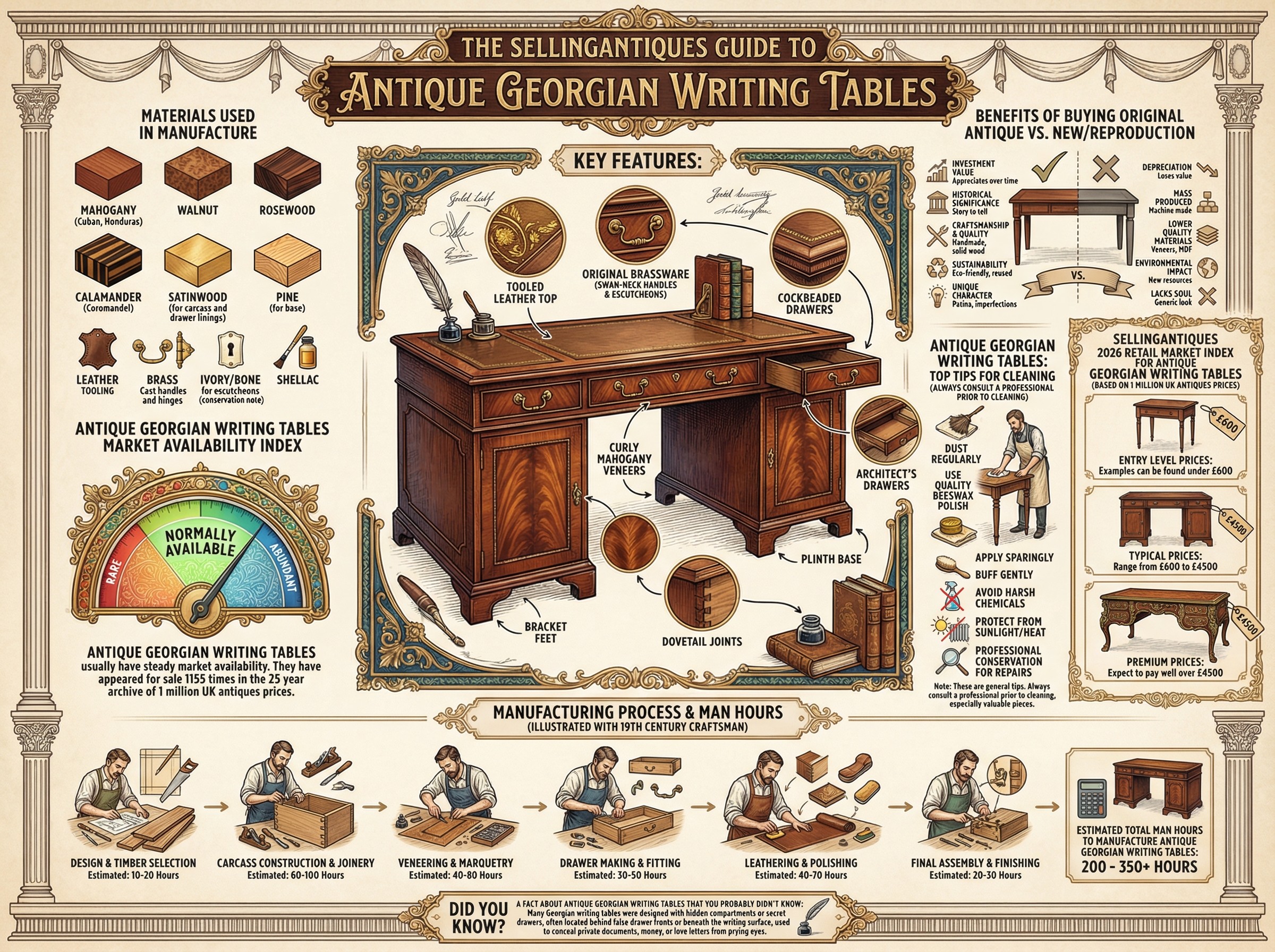 Antique Georgian Writing Tables Guide Infographic