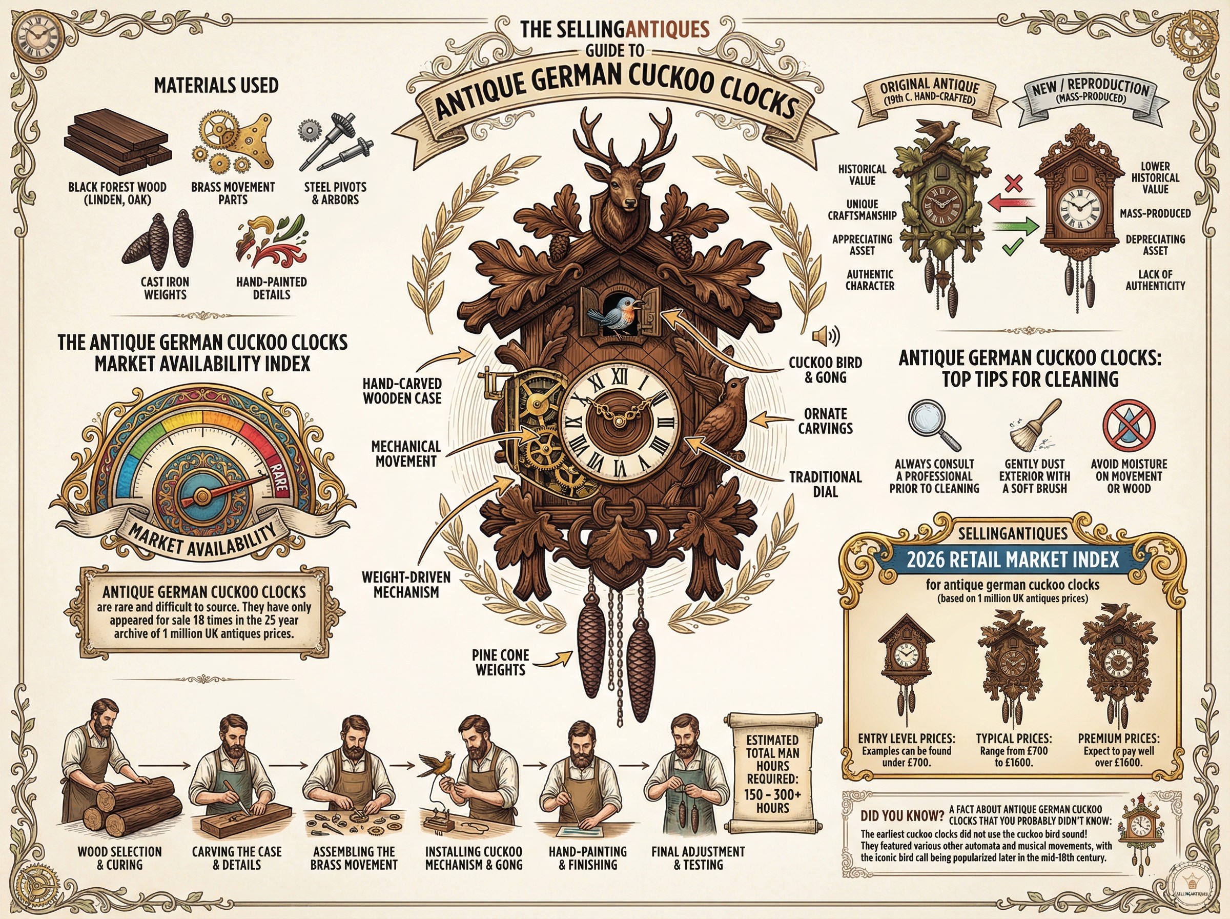 Antique German Cuckoo Clocks Guide Infographic