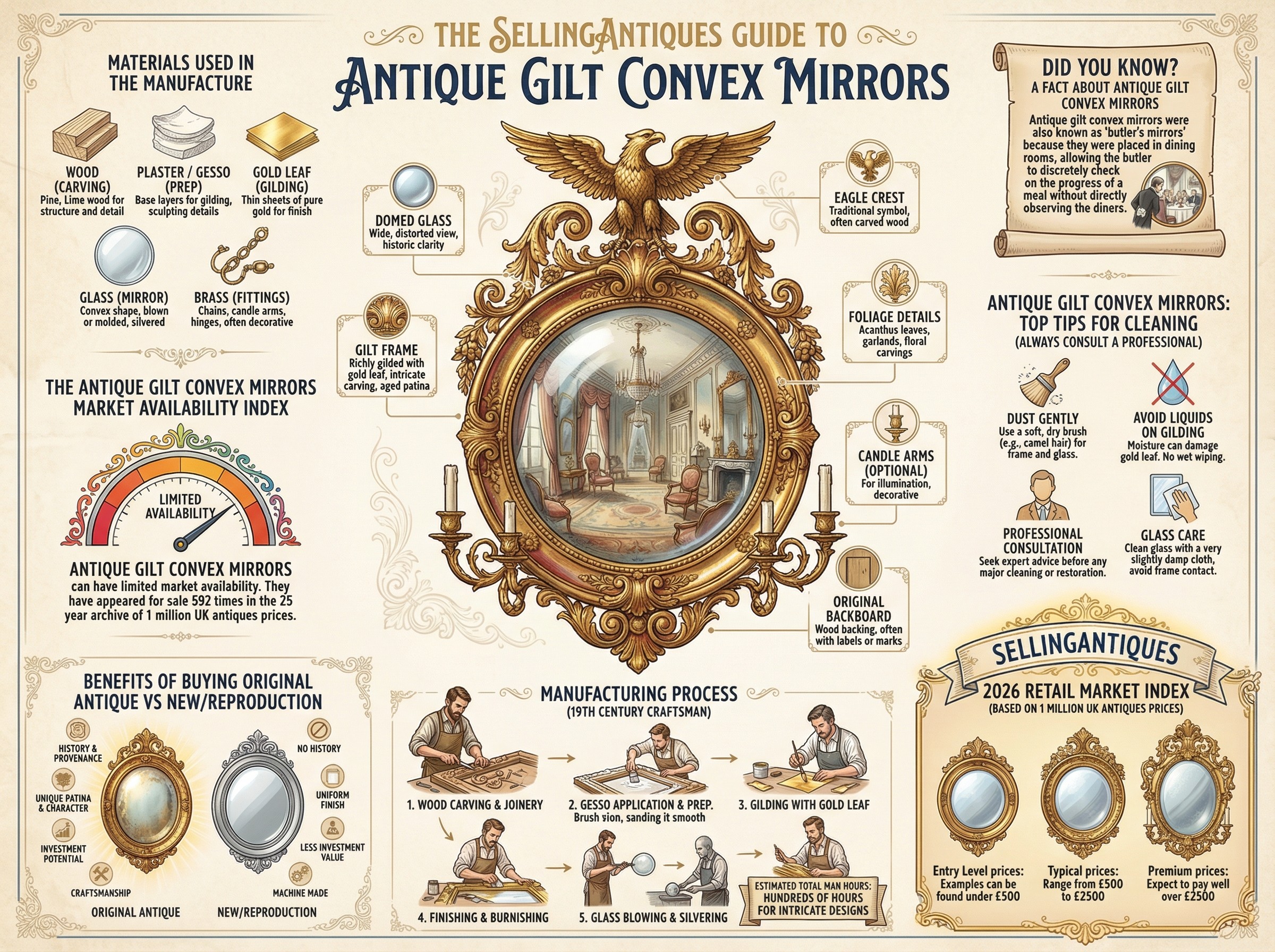 Antique Gilt Convex Mirrors Guide Infographic