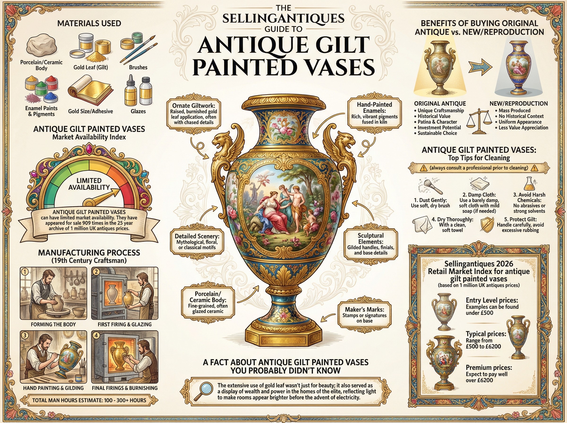 Antique Gilt Painted Vases Guide Infographic