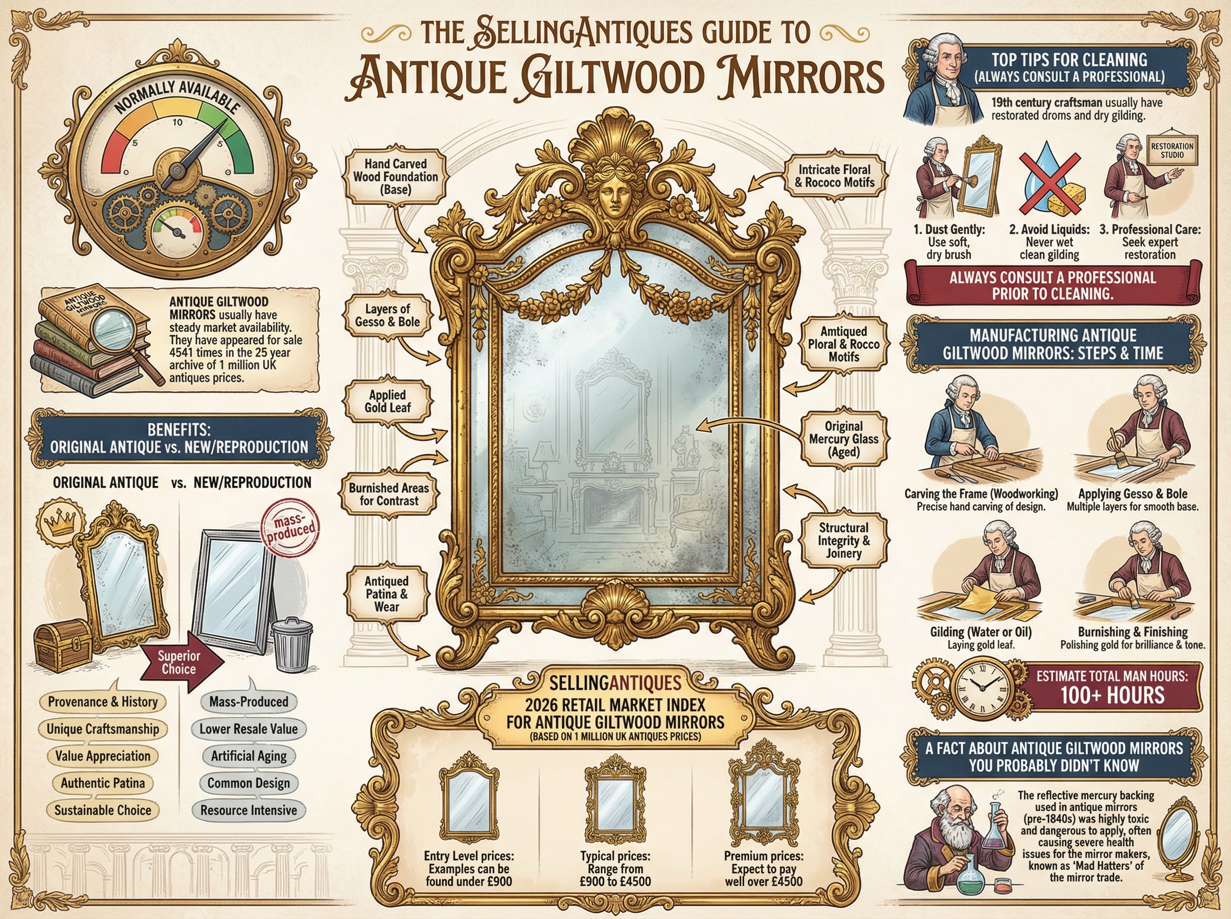 Antique Giltwood Mirrors Guide Infographic