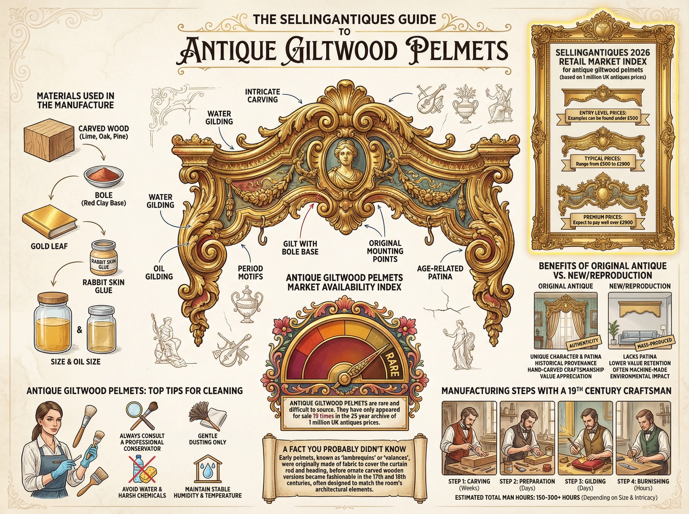 Antique Giltwood Pelmets Guide Infographic