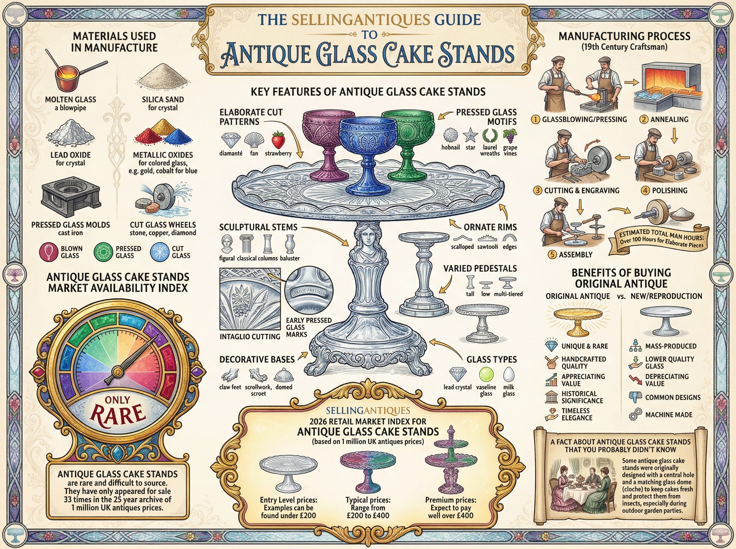 Antique Glass Cake Stands Guide Infographic