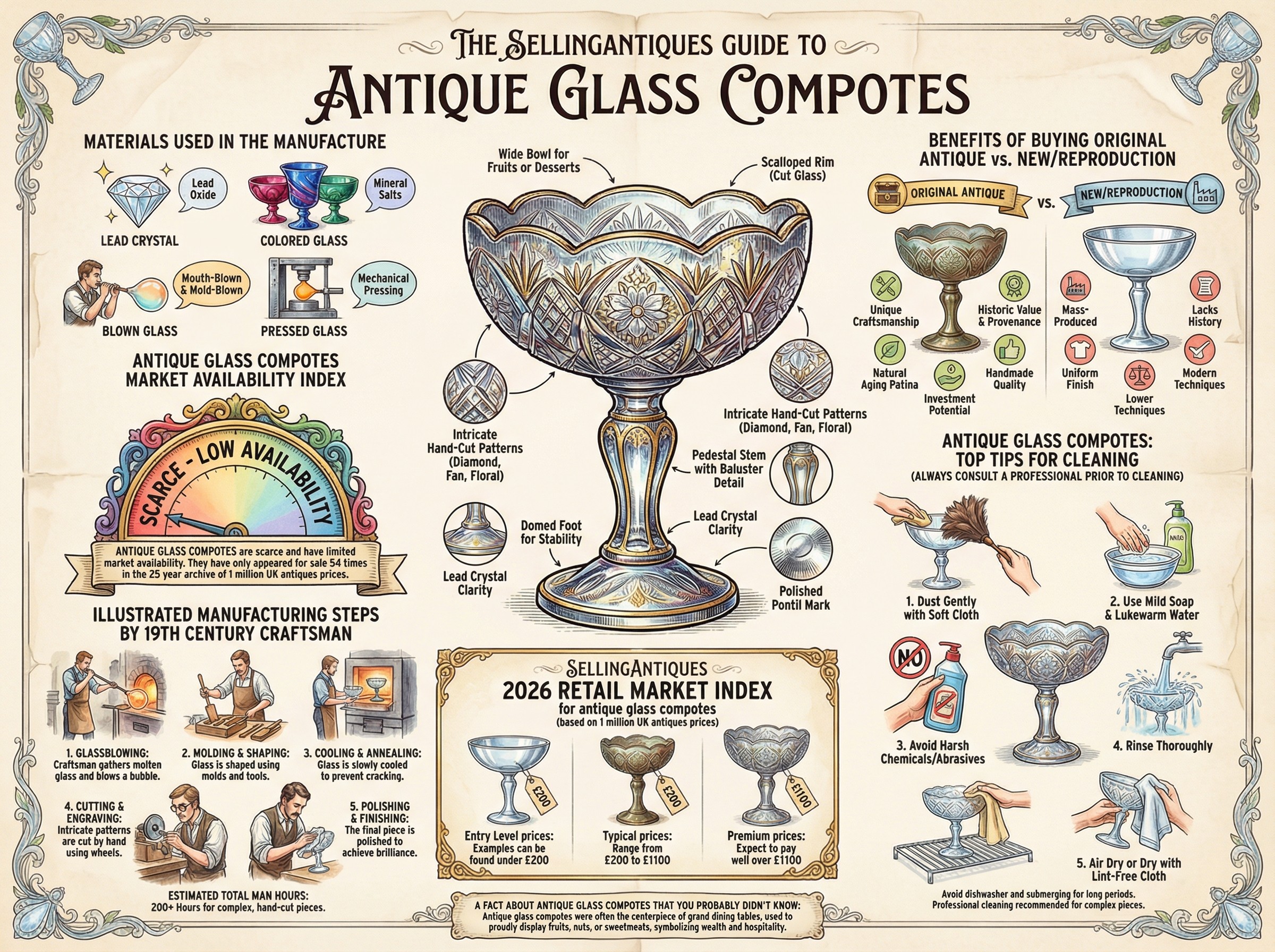 Antique Glass Compotes Guide Infographic