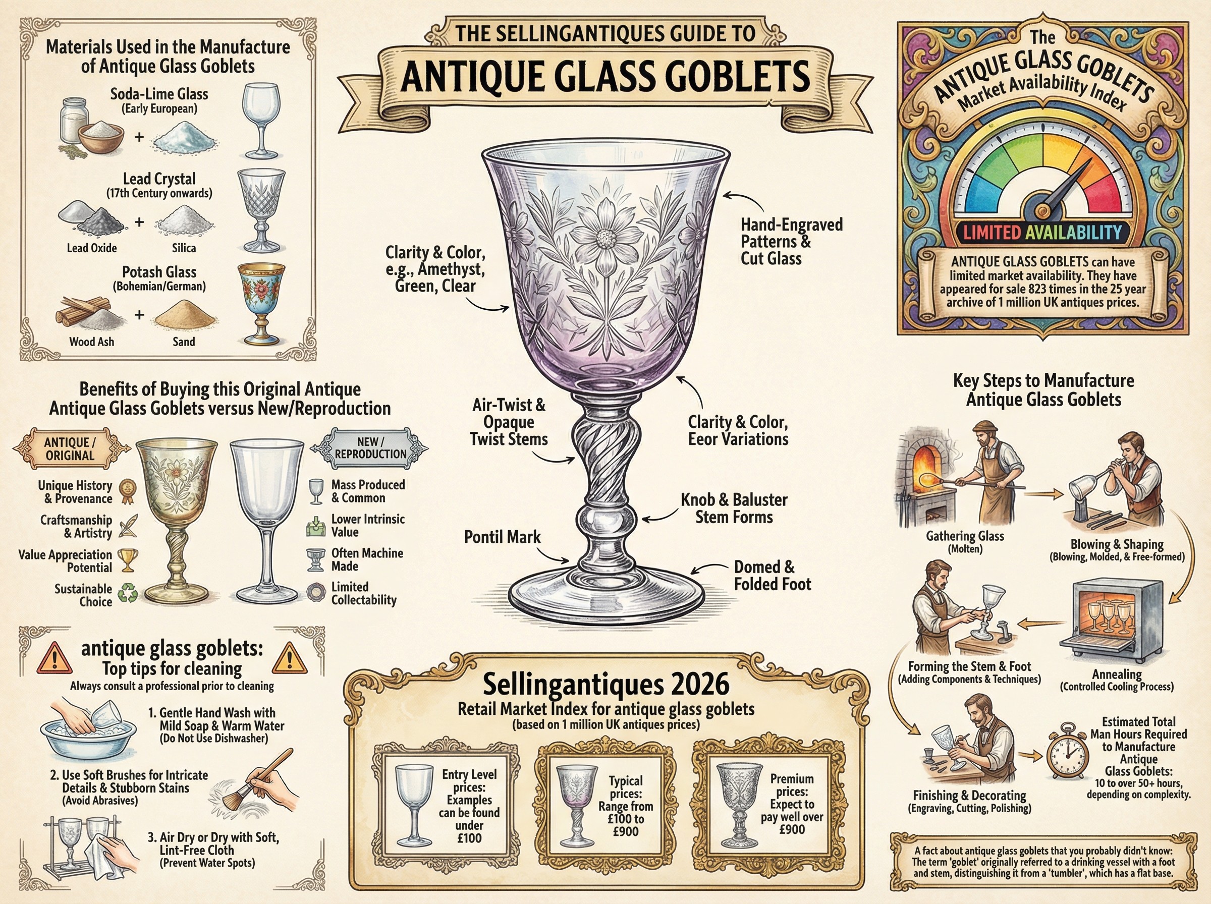 Antique Glass Goblets Guide Infographic