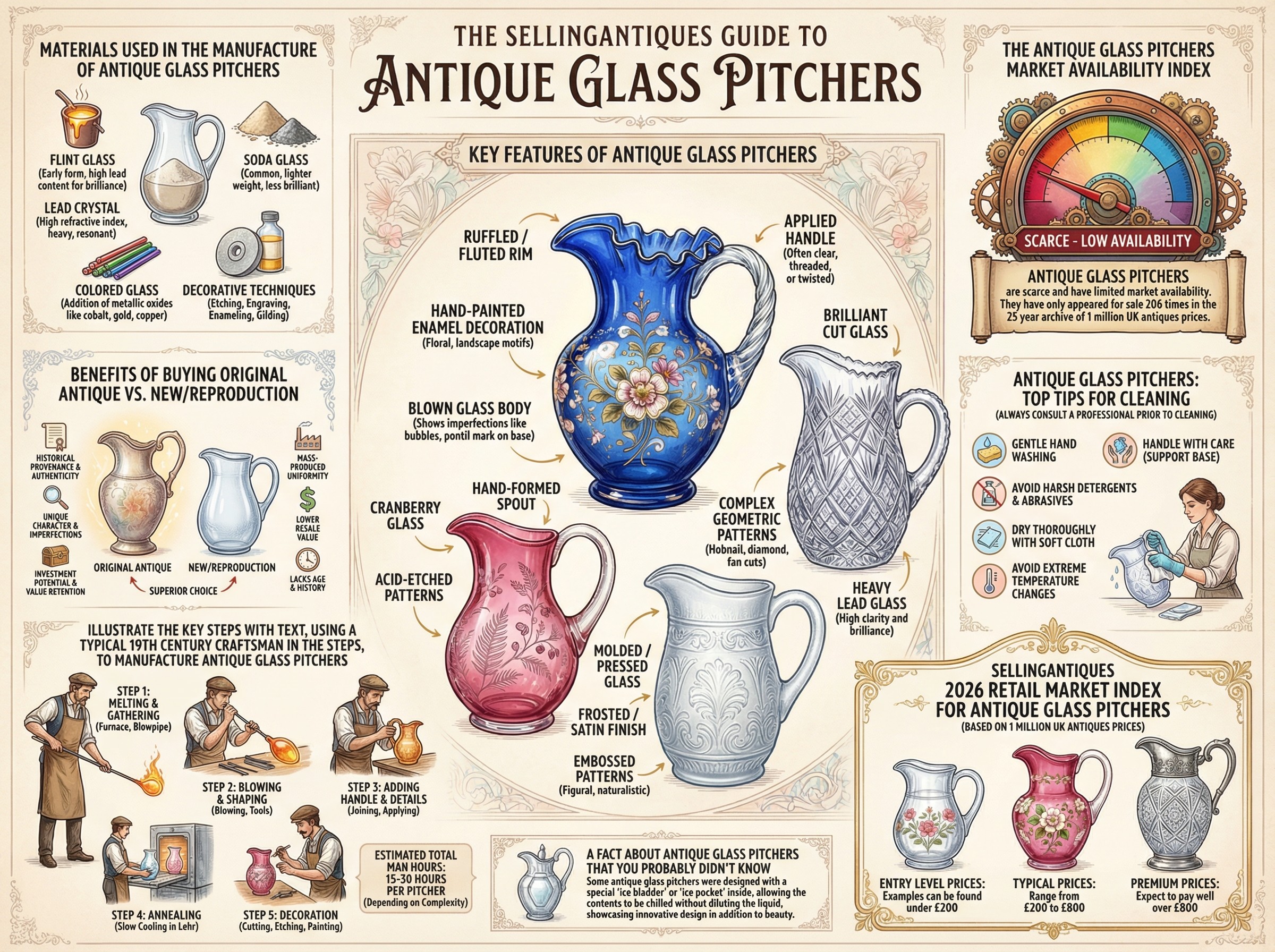 Antique Glass Pitchers Guide Infographic