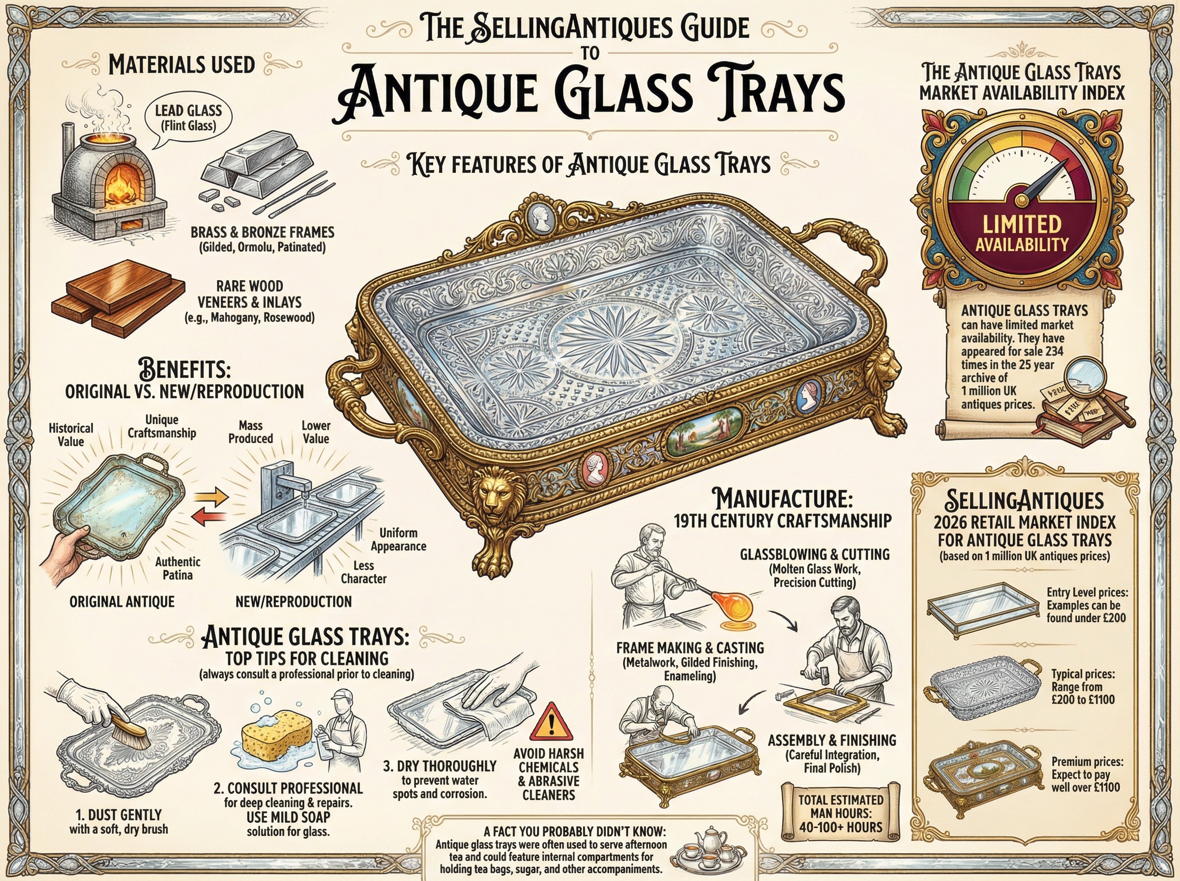 Antique Glass Trays Guide Infographic