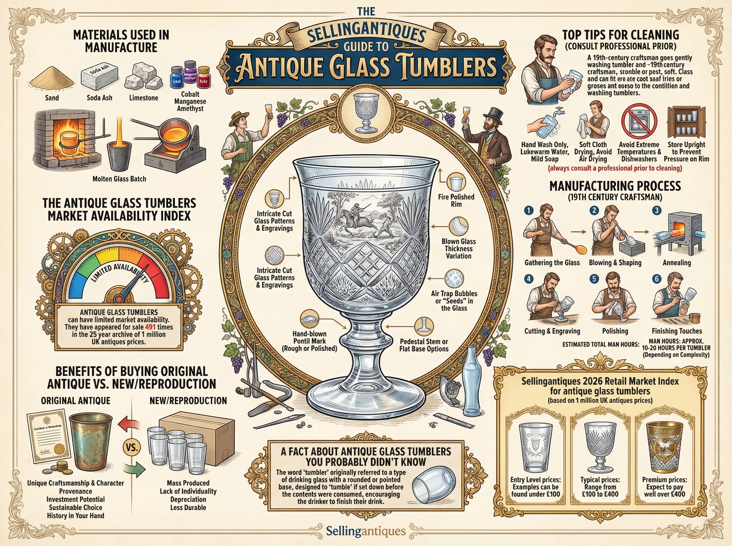 Antique Glass Tumblers Guide Infographic