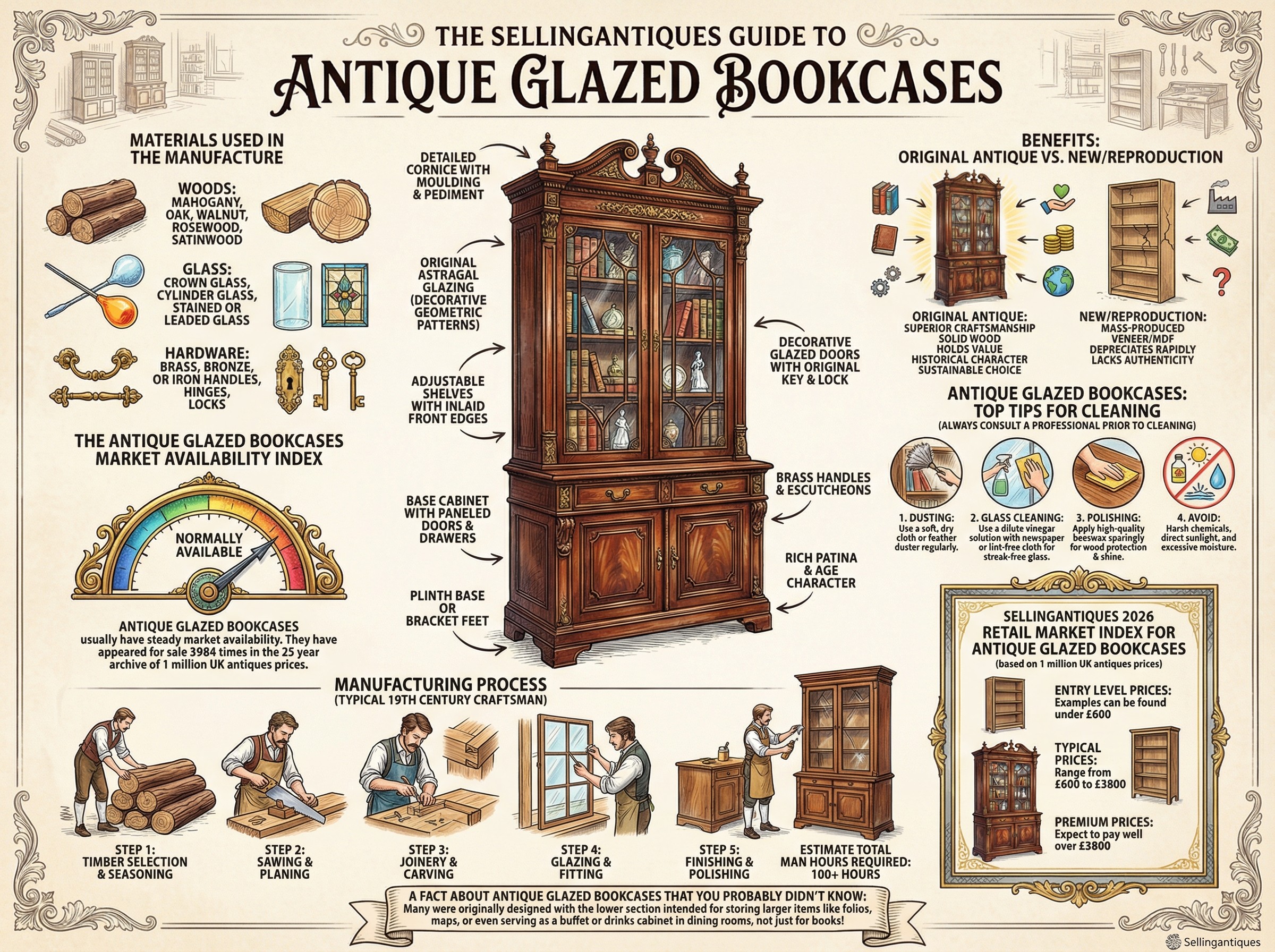 Antique Glazed Bookcases Guide Infographic