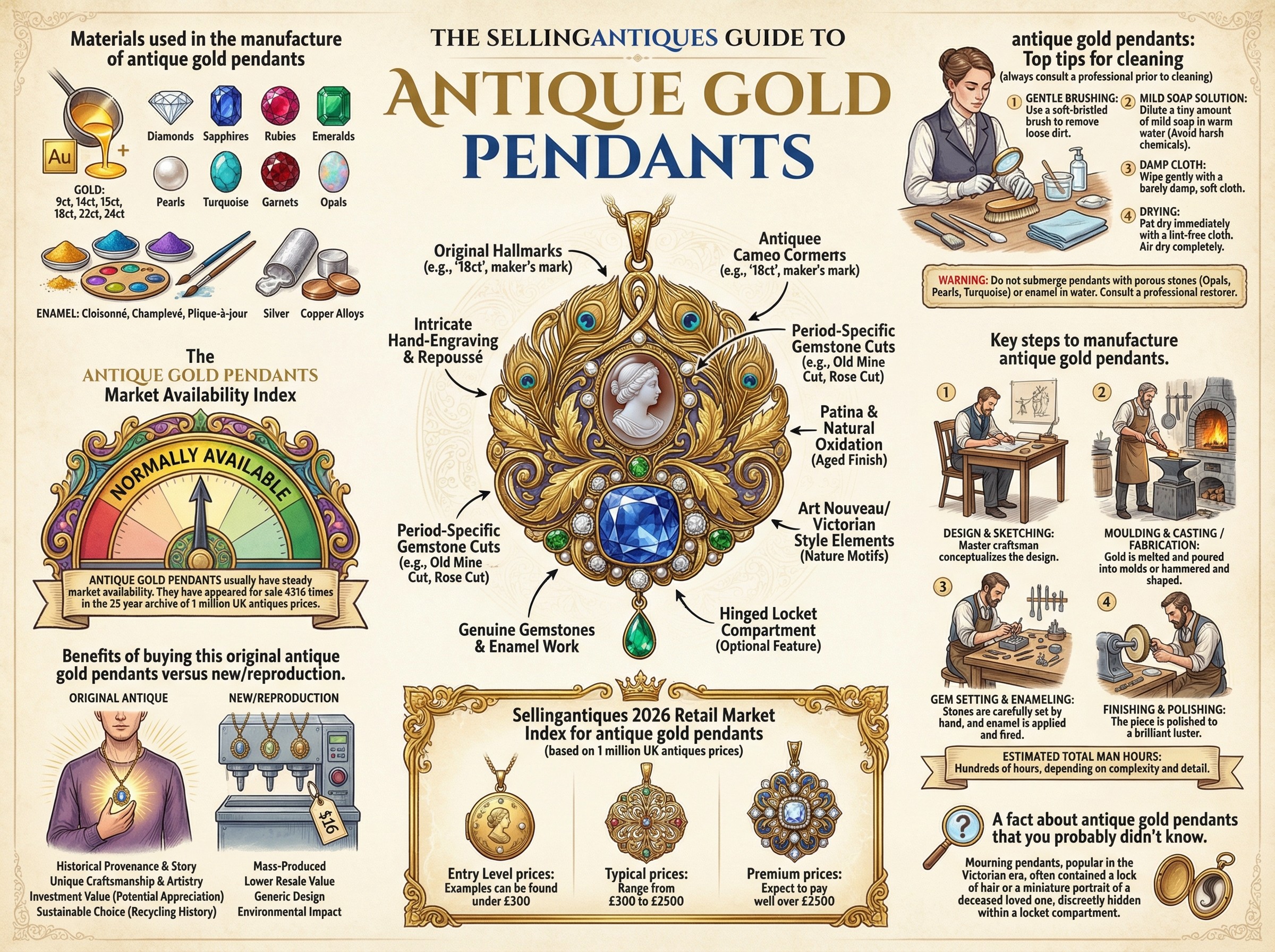 Antique Gold Pendants Guide Infographic
