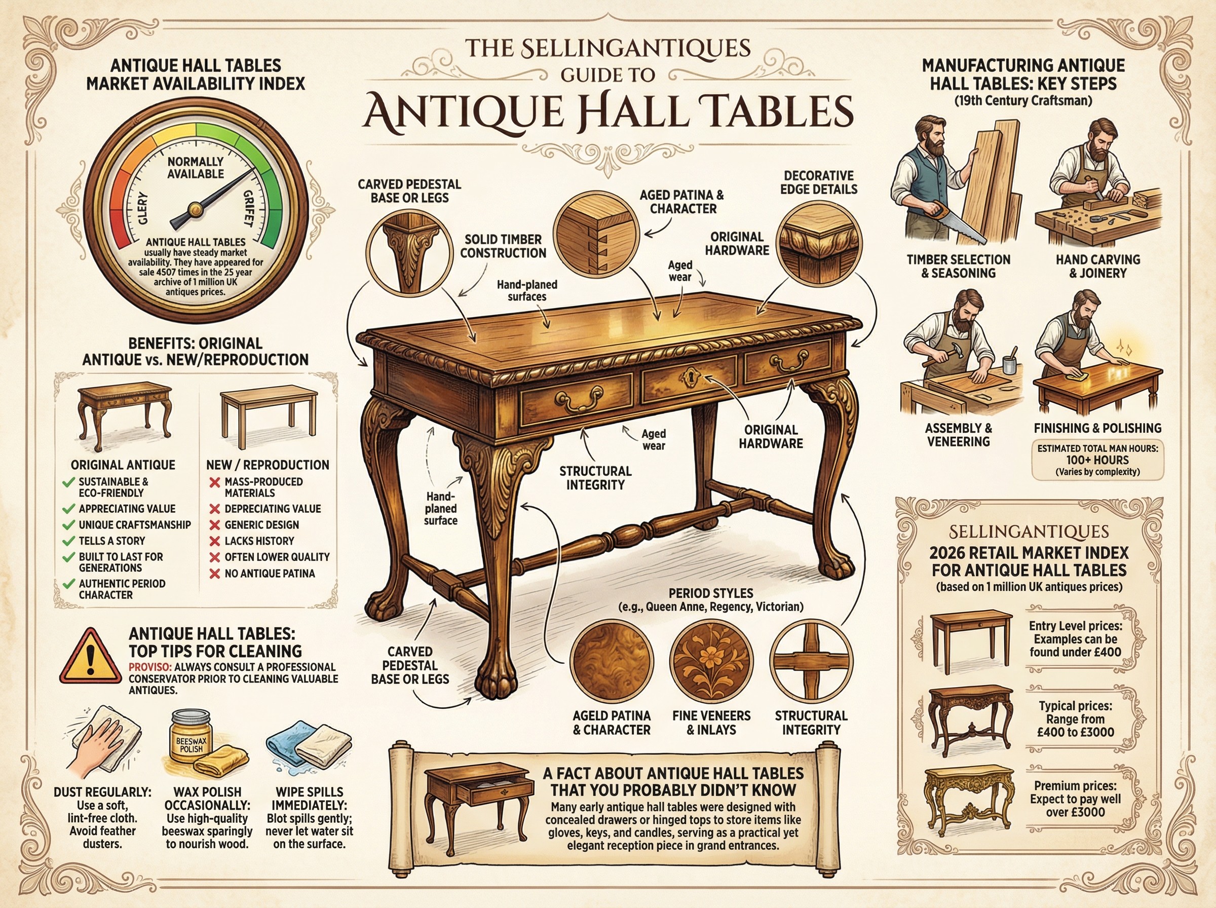 Antique Hall Tables Guide Infographic
