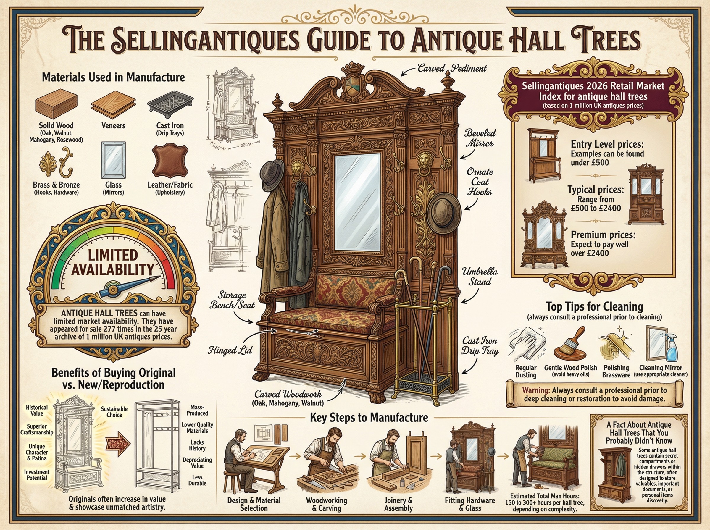 Antique Hall Trees Guide Infographic