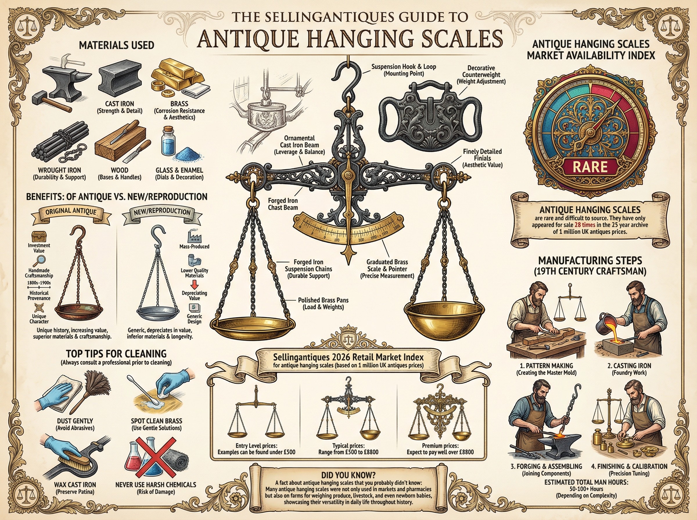Antique Hanging Scales Guide Infographic