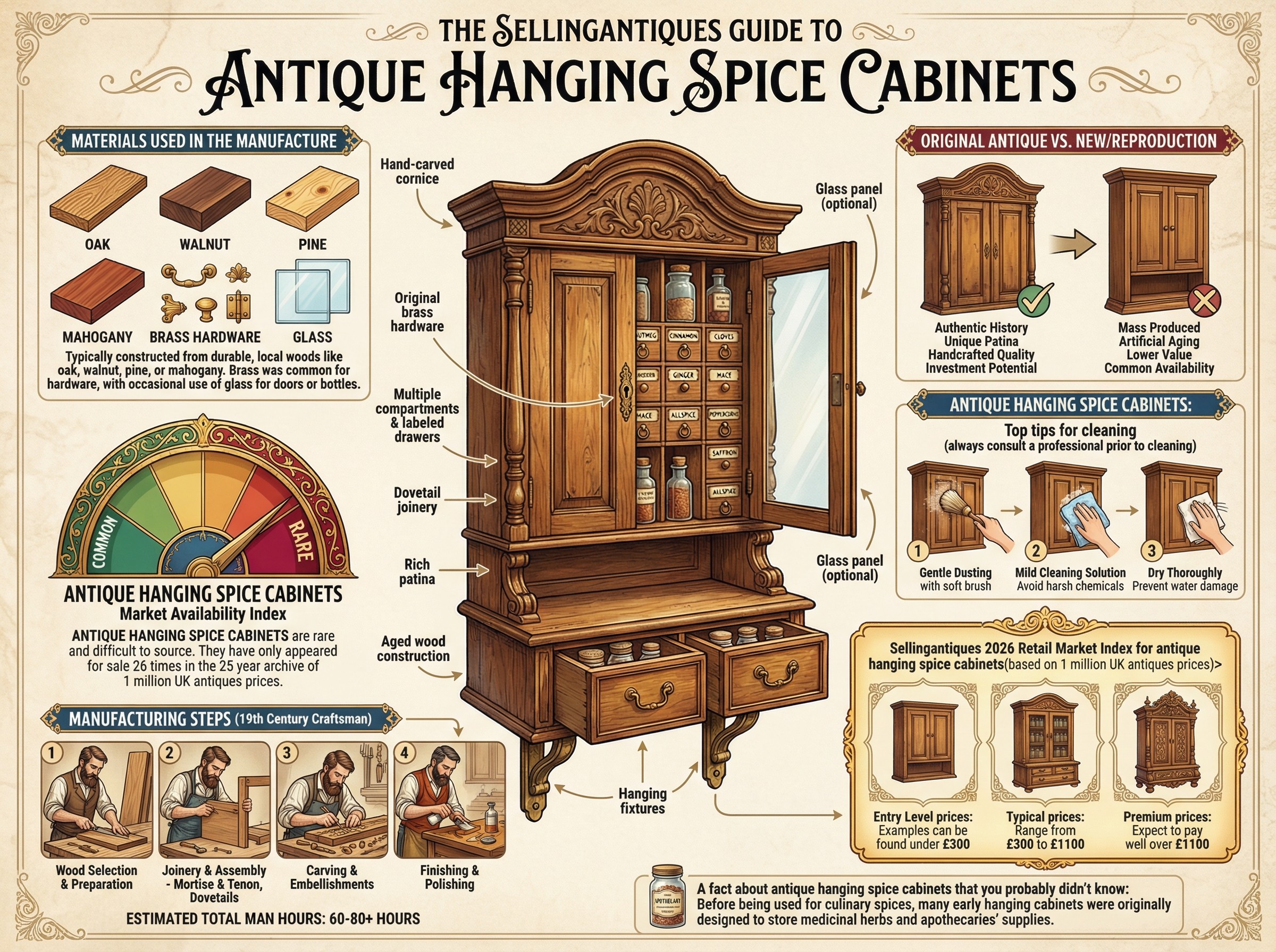Antique Hanging Spice Cabinets Guide Infographic