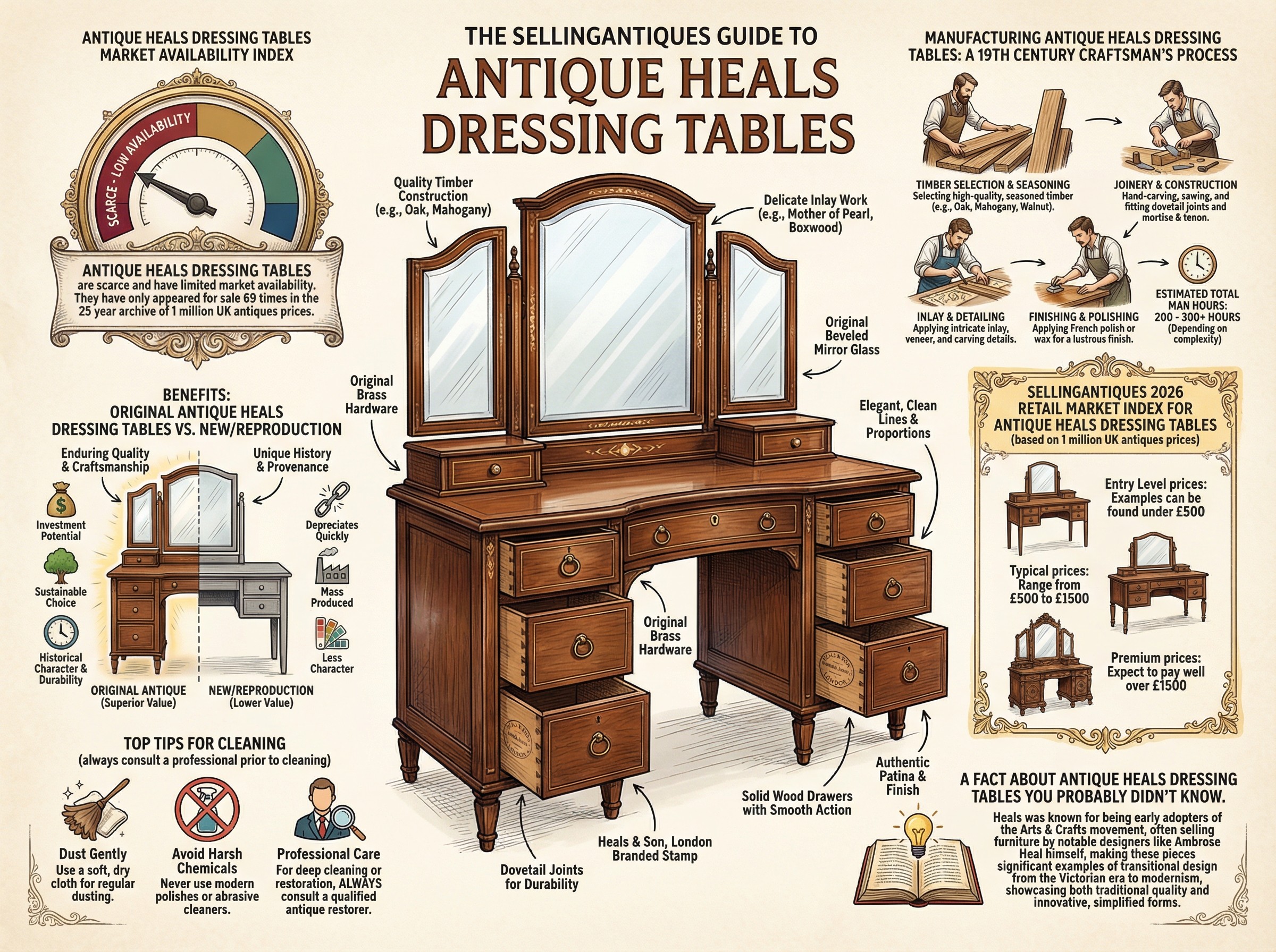 Antique Heals Dressing Tables Guide Infographic