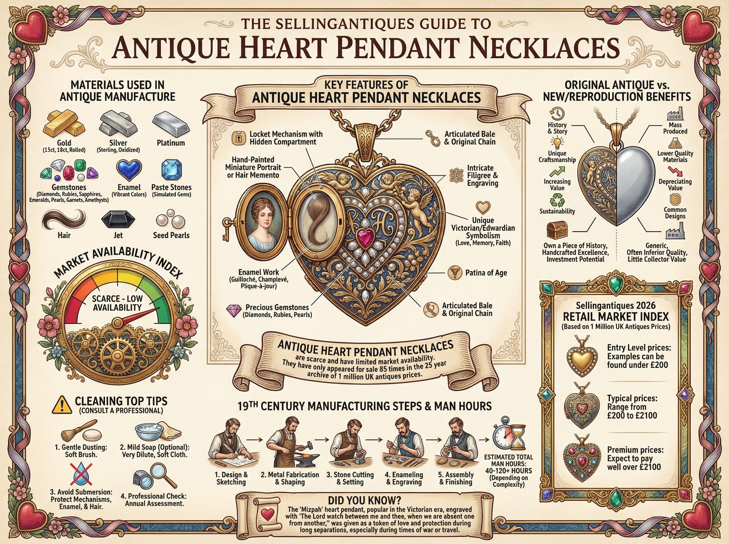 Antique Heart Pendant Necklaces Guide Infographic