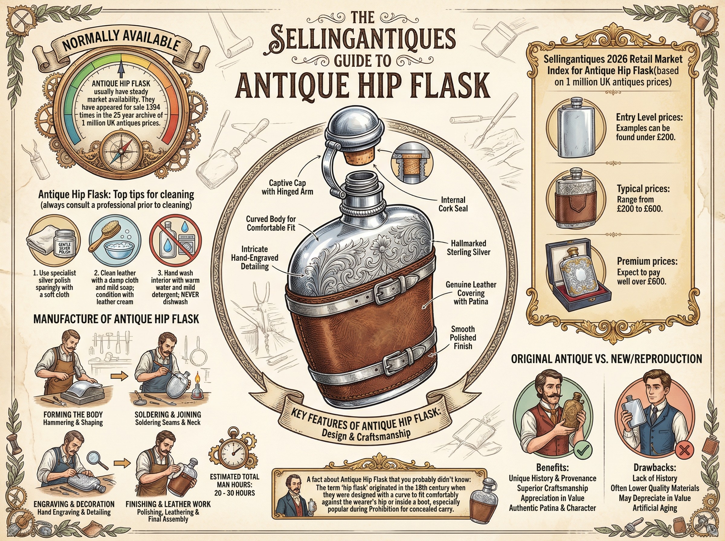 Antique Hip Flask Guide Infographic