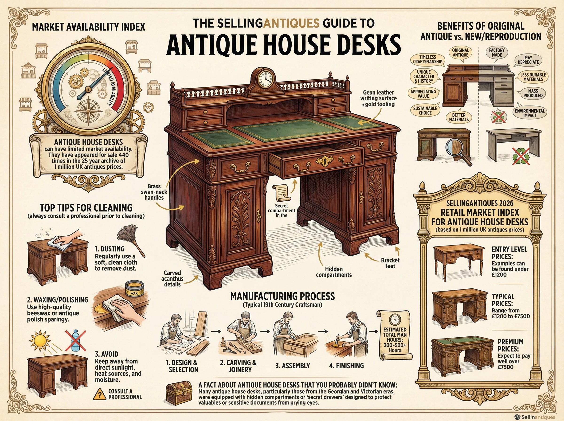 Antique House Desks Guide Infographic