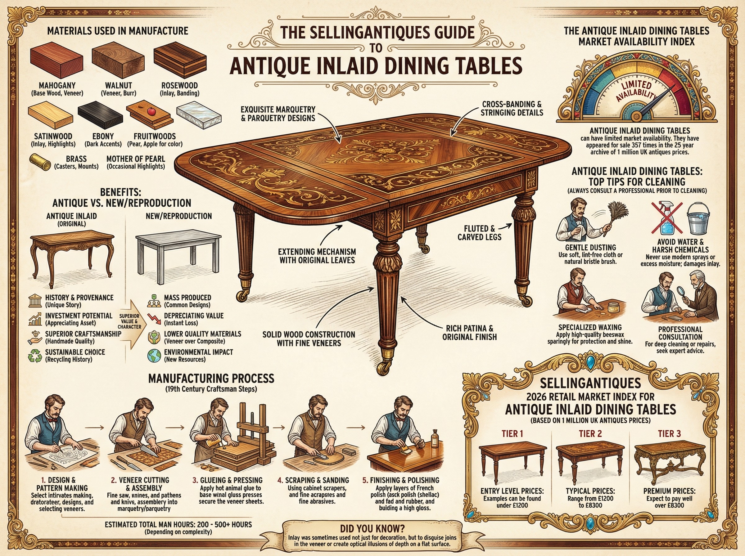 Antique Inlaid Dining Tables Guide Infographic