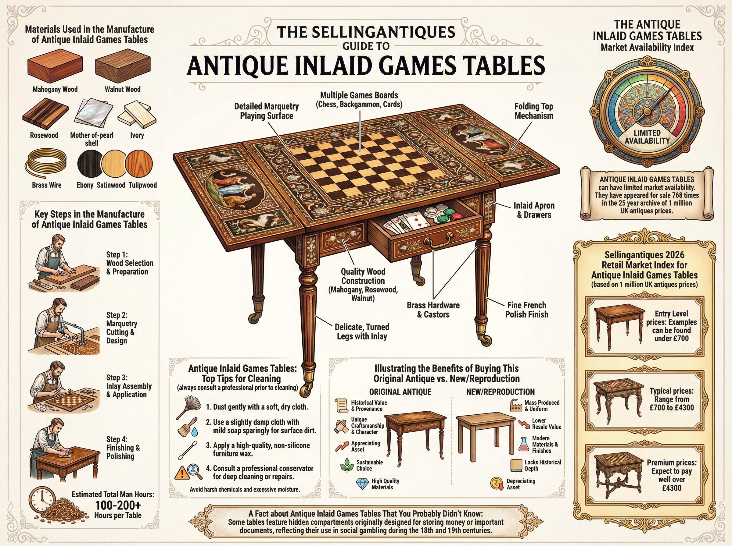 Antique Inlaid Games Tables Guide Infographic