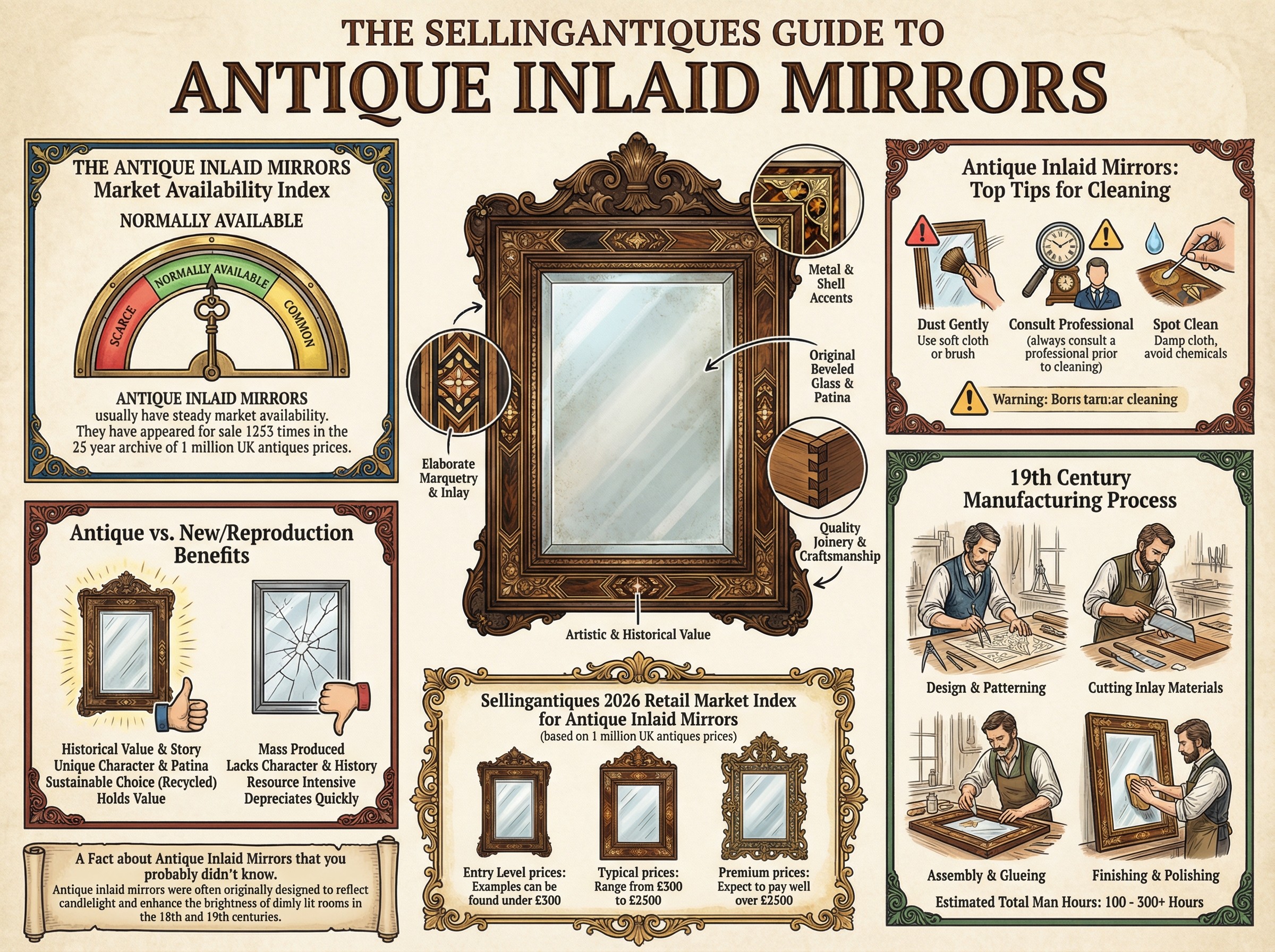 Antique Inlaid Mirrors Guide Infographic