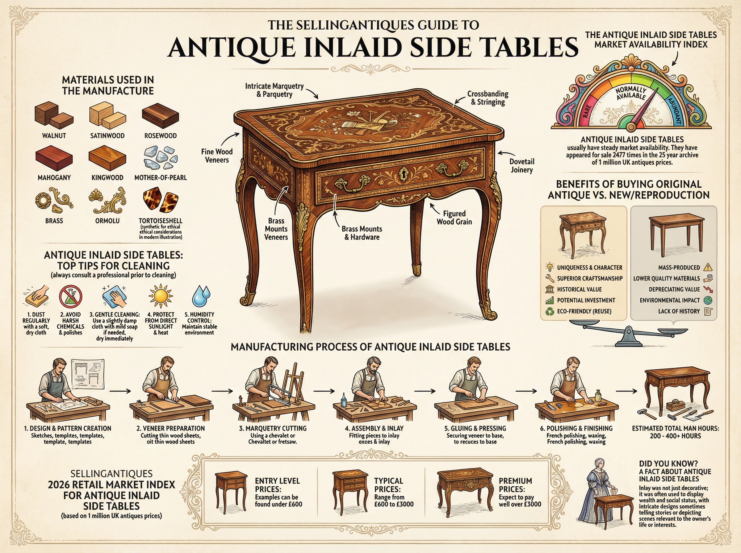 Antique Inlaid Side Tables Guide Infographic