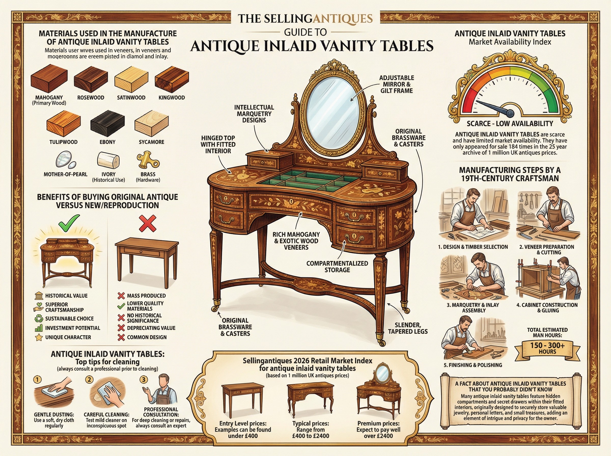 Antique Inlaid Vanity Tables Guide Infographic