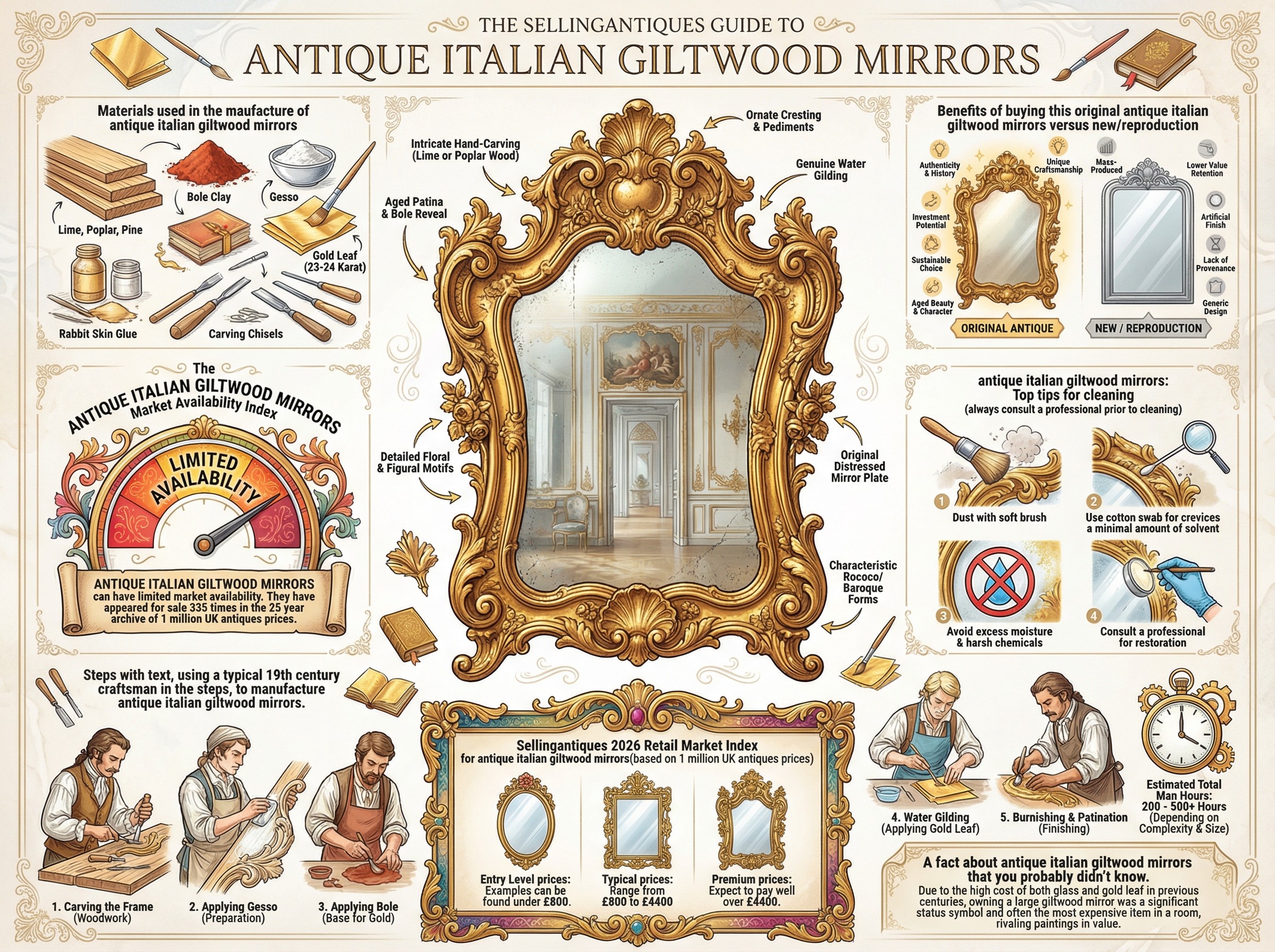 Antique Italian Giltwood Mirrors Guide Infographic