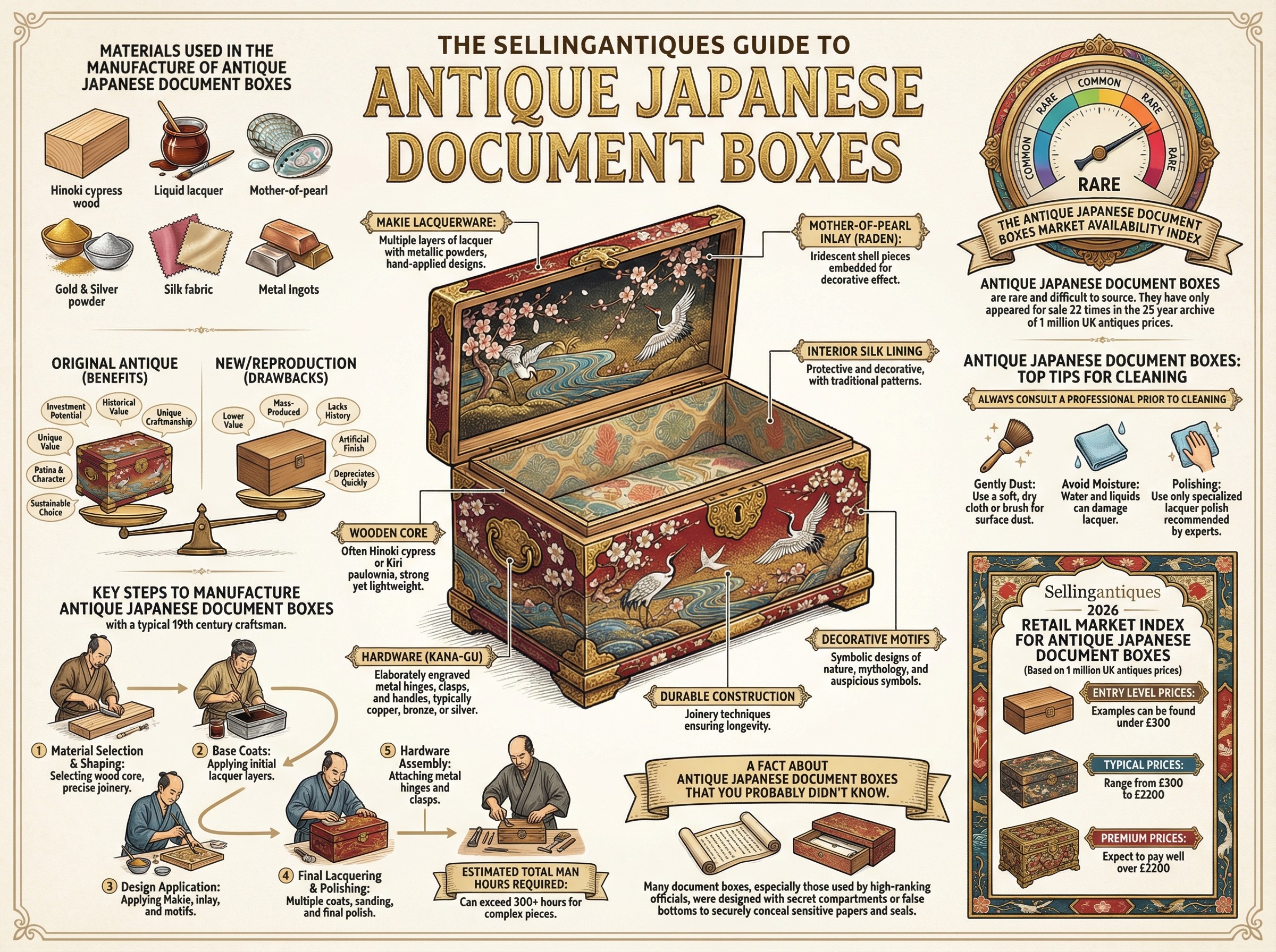 Antique Japanese Document Boxes Guide Infographic