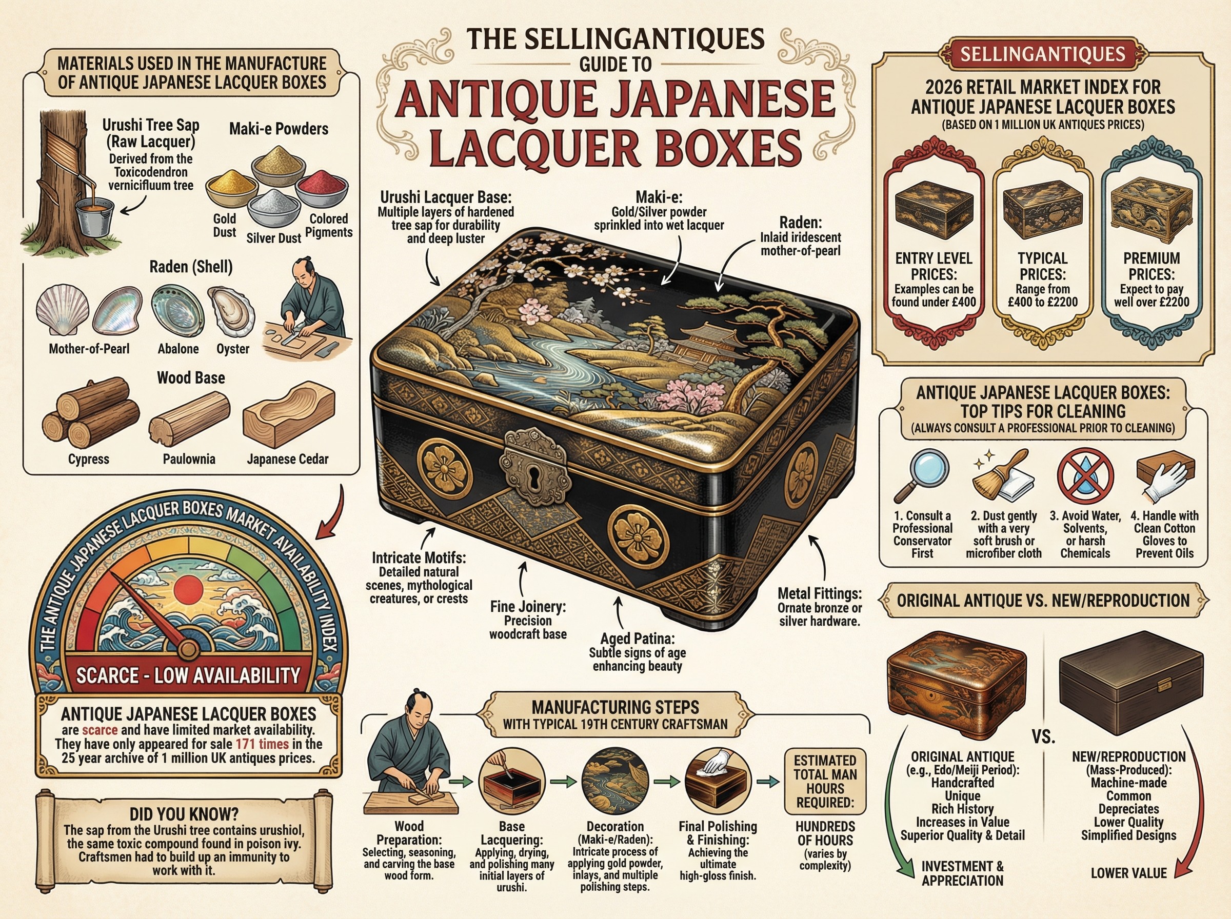 Antique Japanese Lacquer Boxes Guide Infographic
