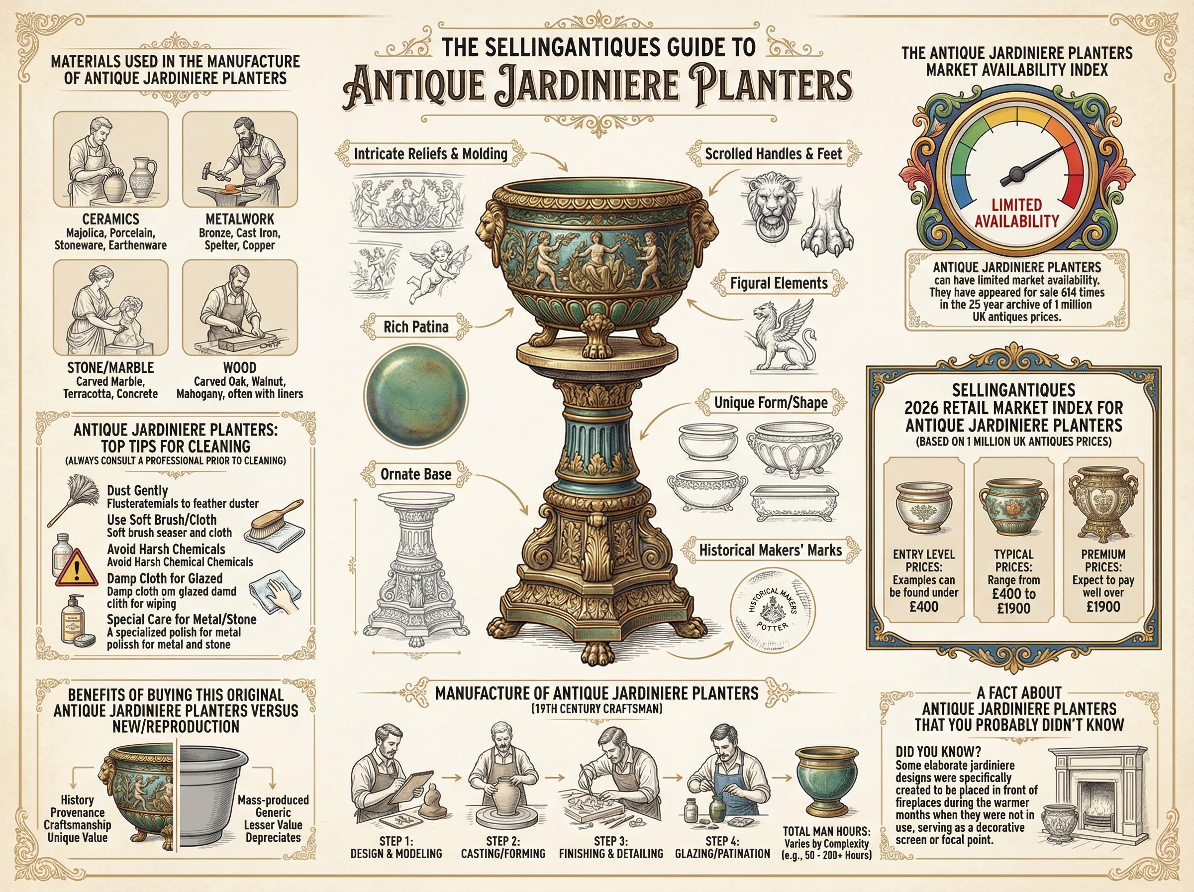 Antique Jardiniere Planters Guide Infographic