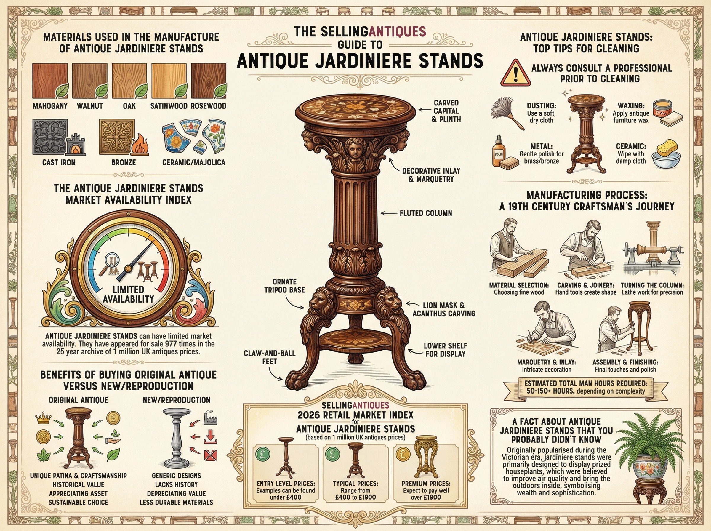 Antique Jardiniere Stands Guide Infographic