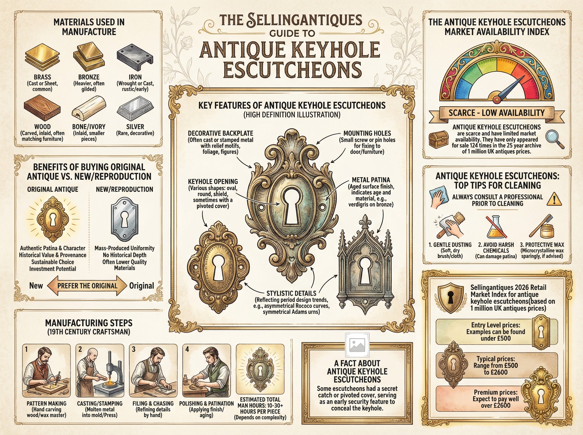 Antique Keyhole Escutcheons Guide Infographic