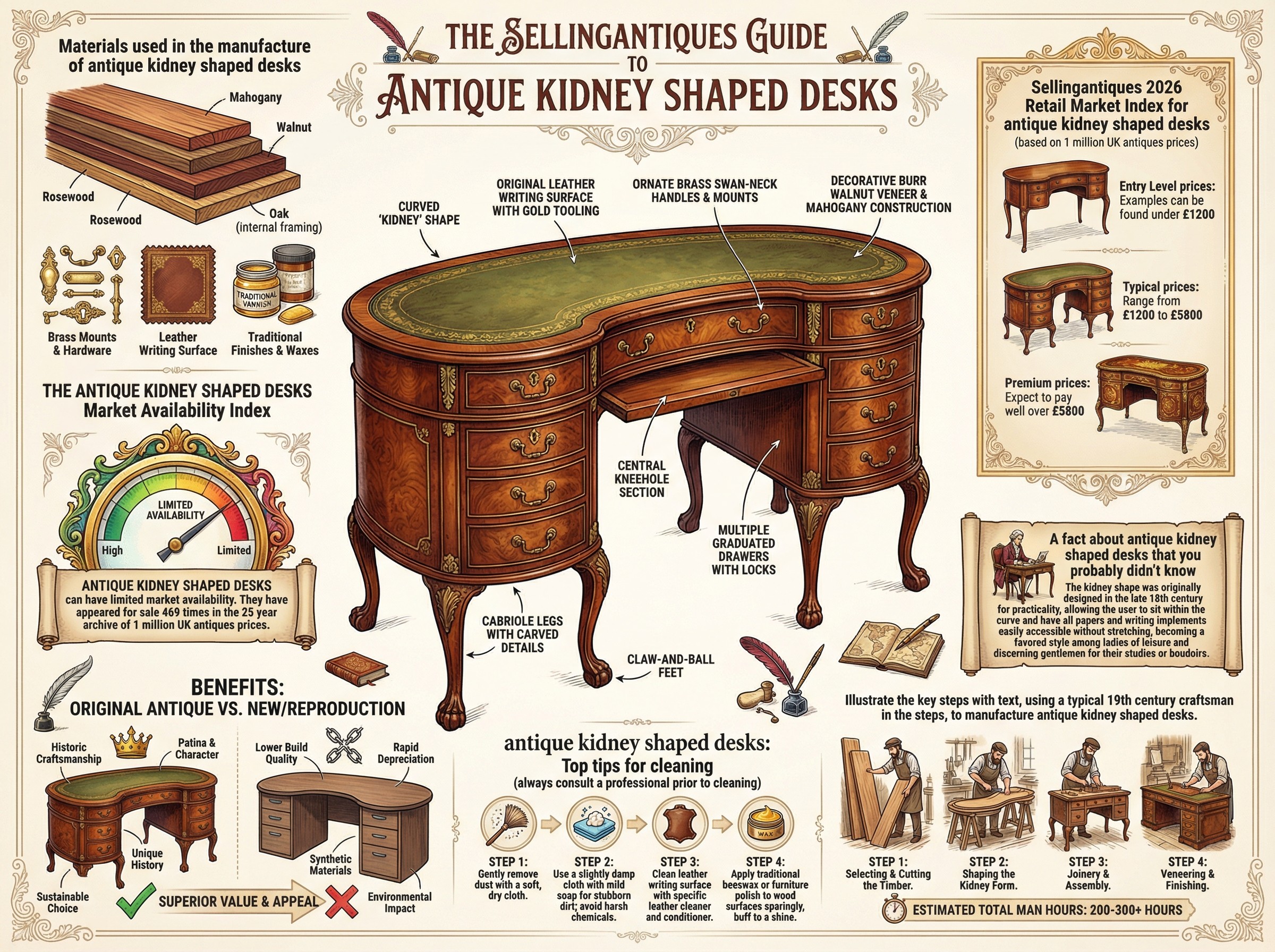 Antique Kidney Shaped Desks Guide Infographic