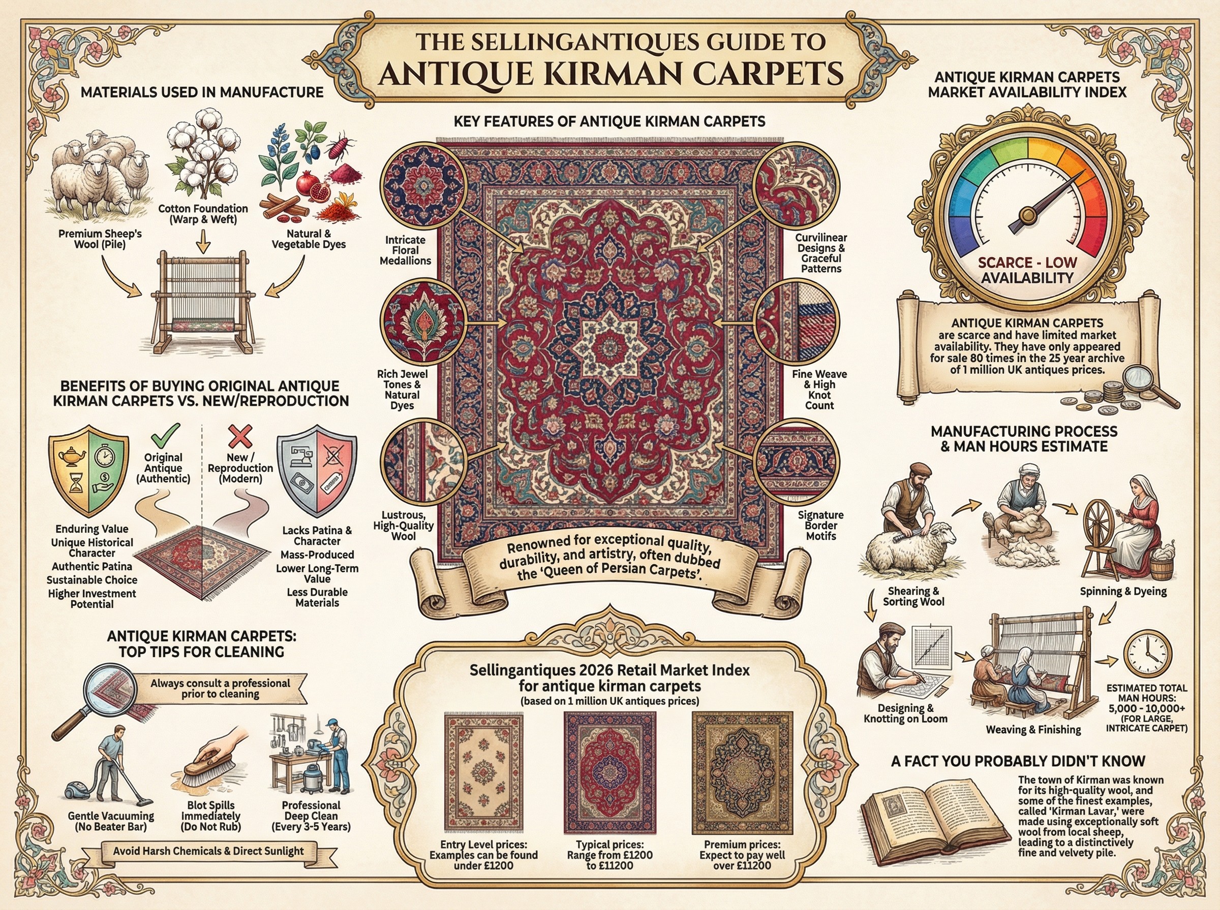 Antique Kirman Carpets Guide Infographic