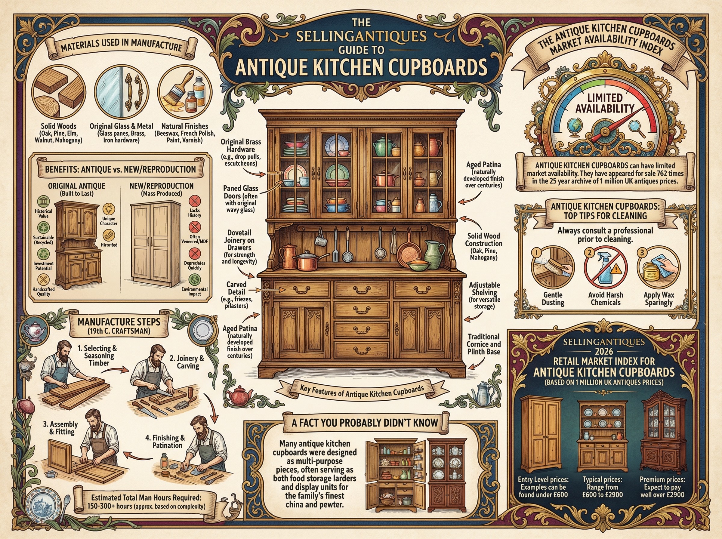 Antique Kitchen Cupboards Guide Infographic