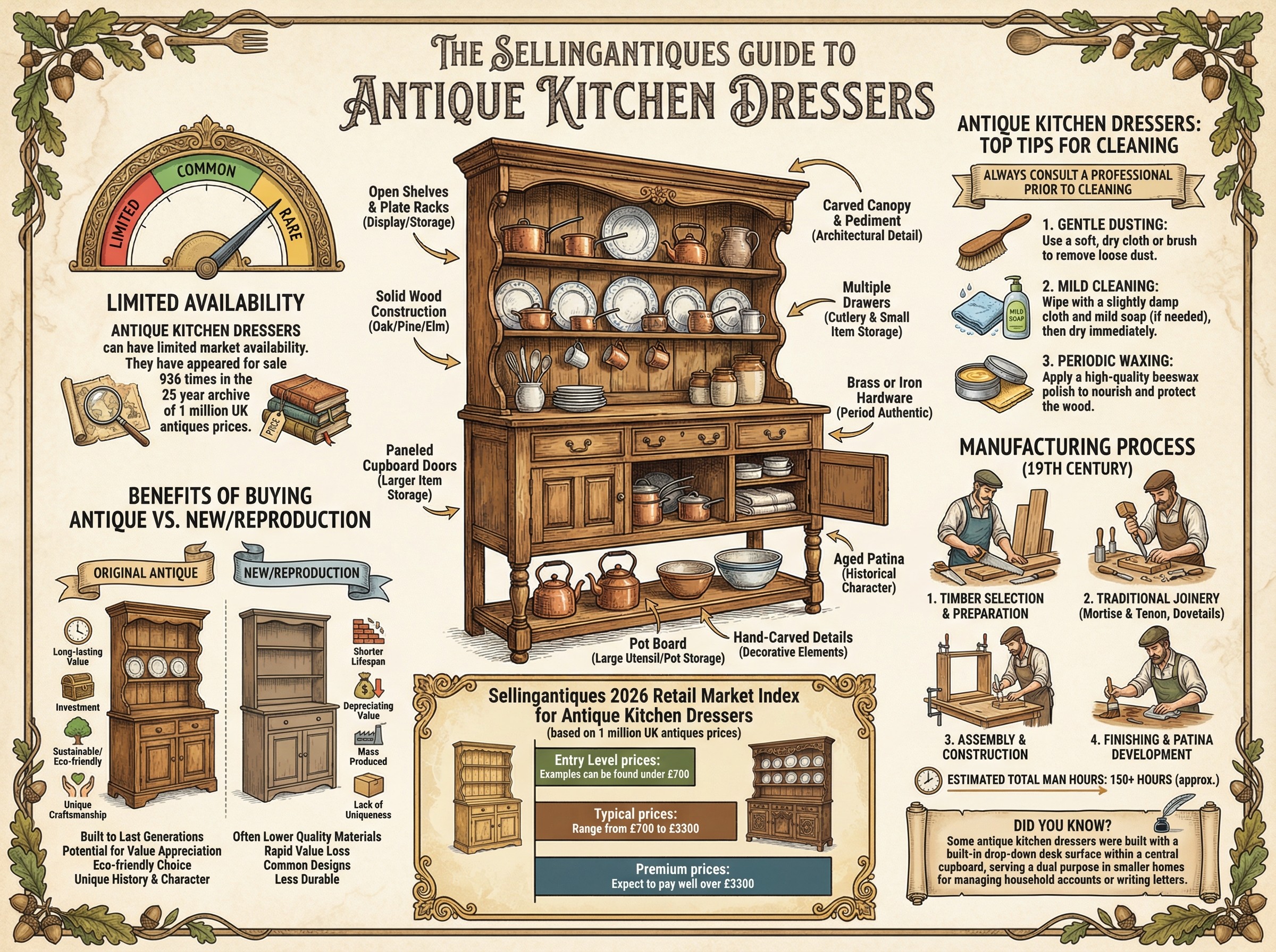 Antique Kitchen Dressers Guide Infographic
