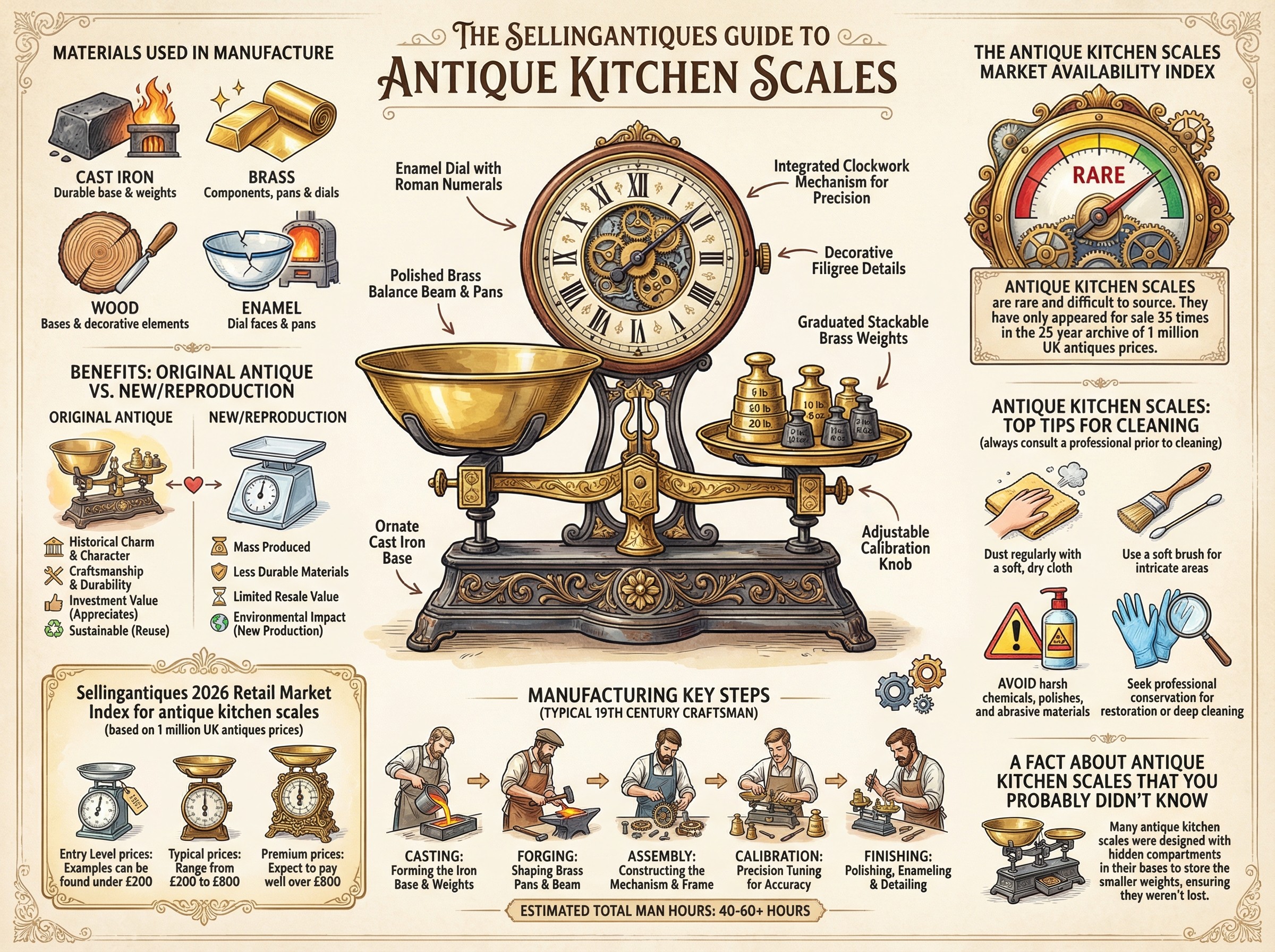Antique Kitchen Scales Guide Infographic