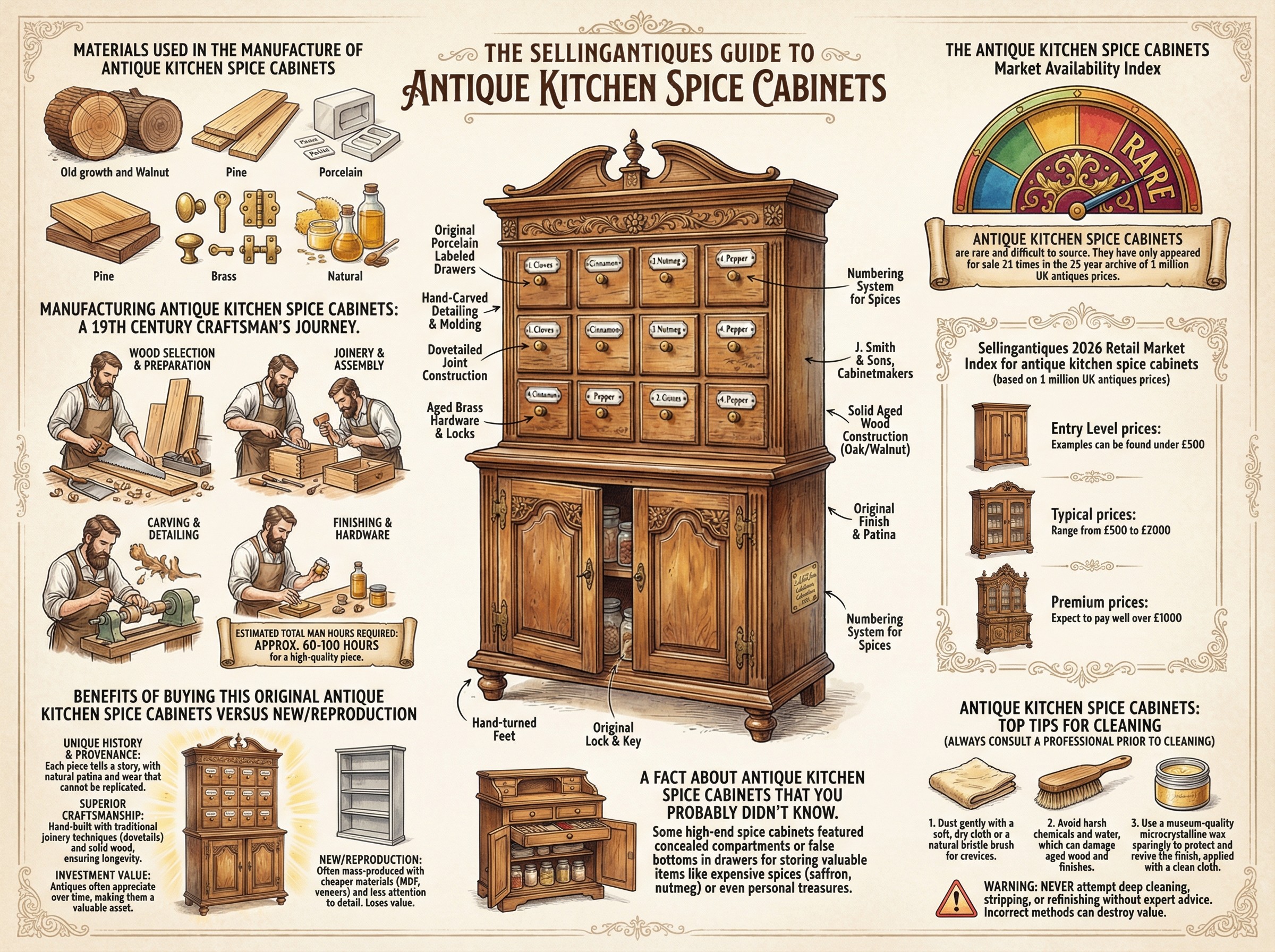 Antique Kitchen Spice Cabinets Guide Infographic