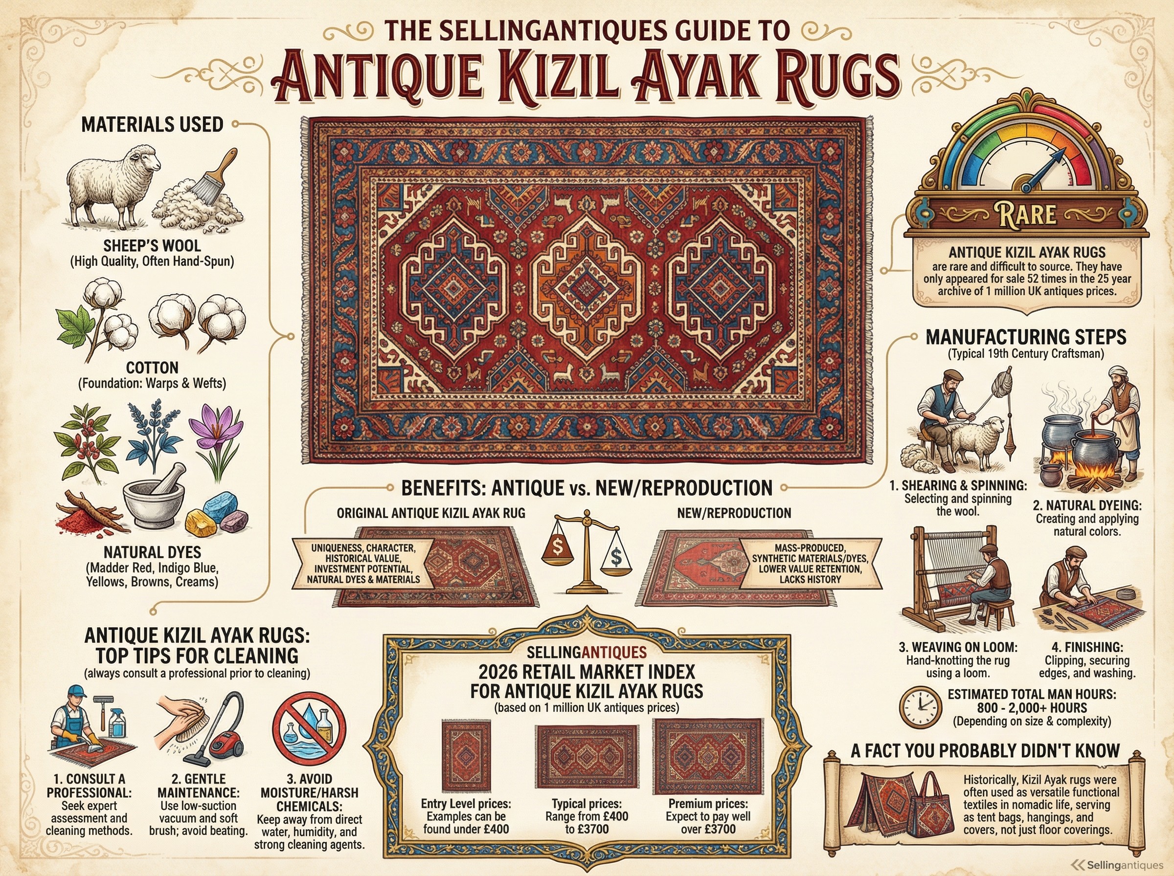 Antique Kizil Ayak Rugs Guide Infographic