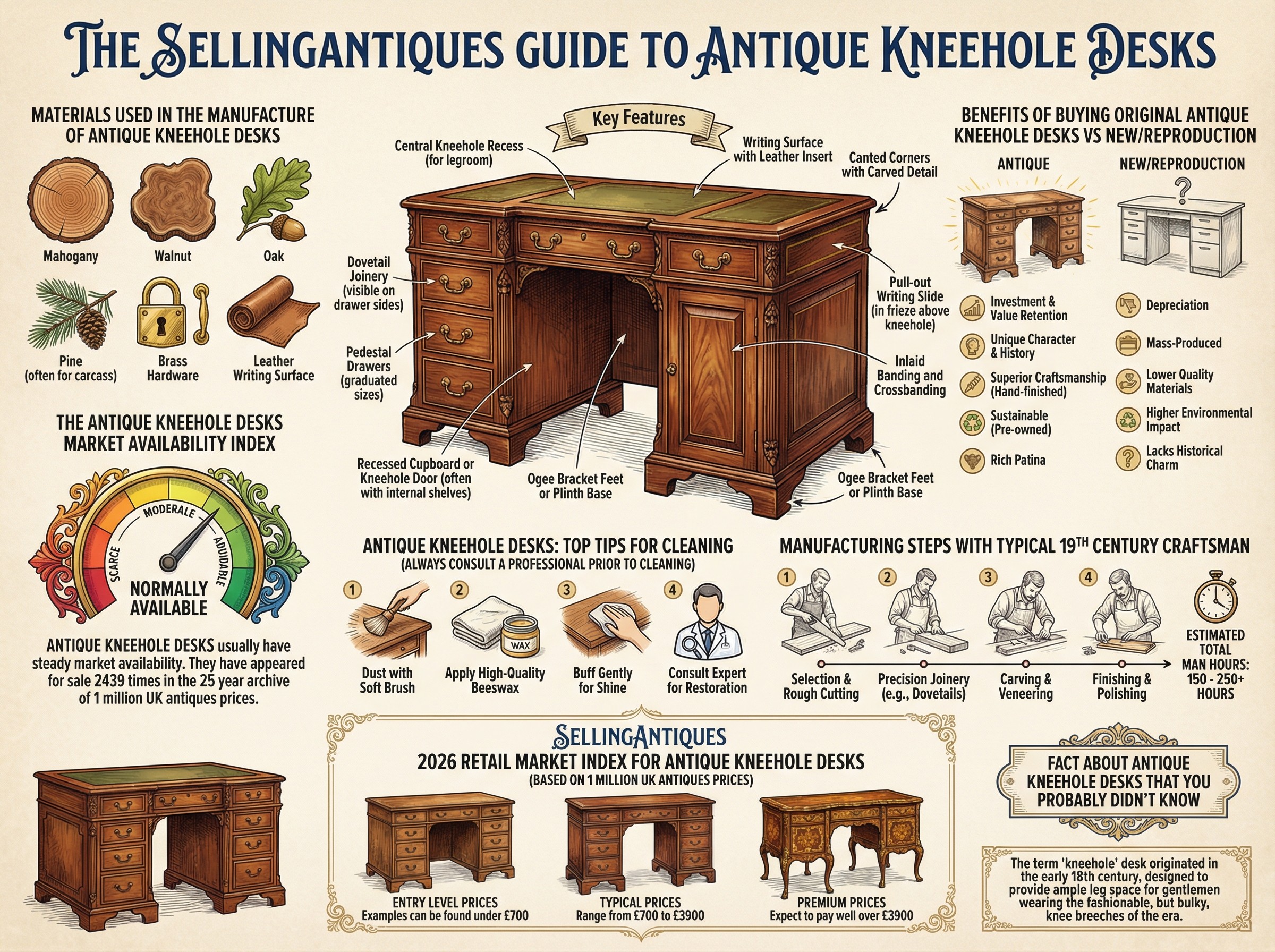Antique Kneehole Desks Guide Infographic