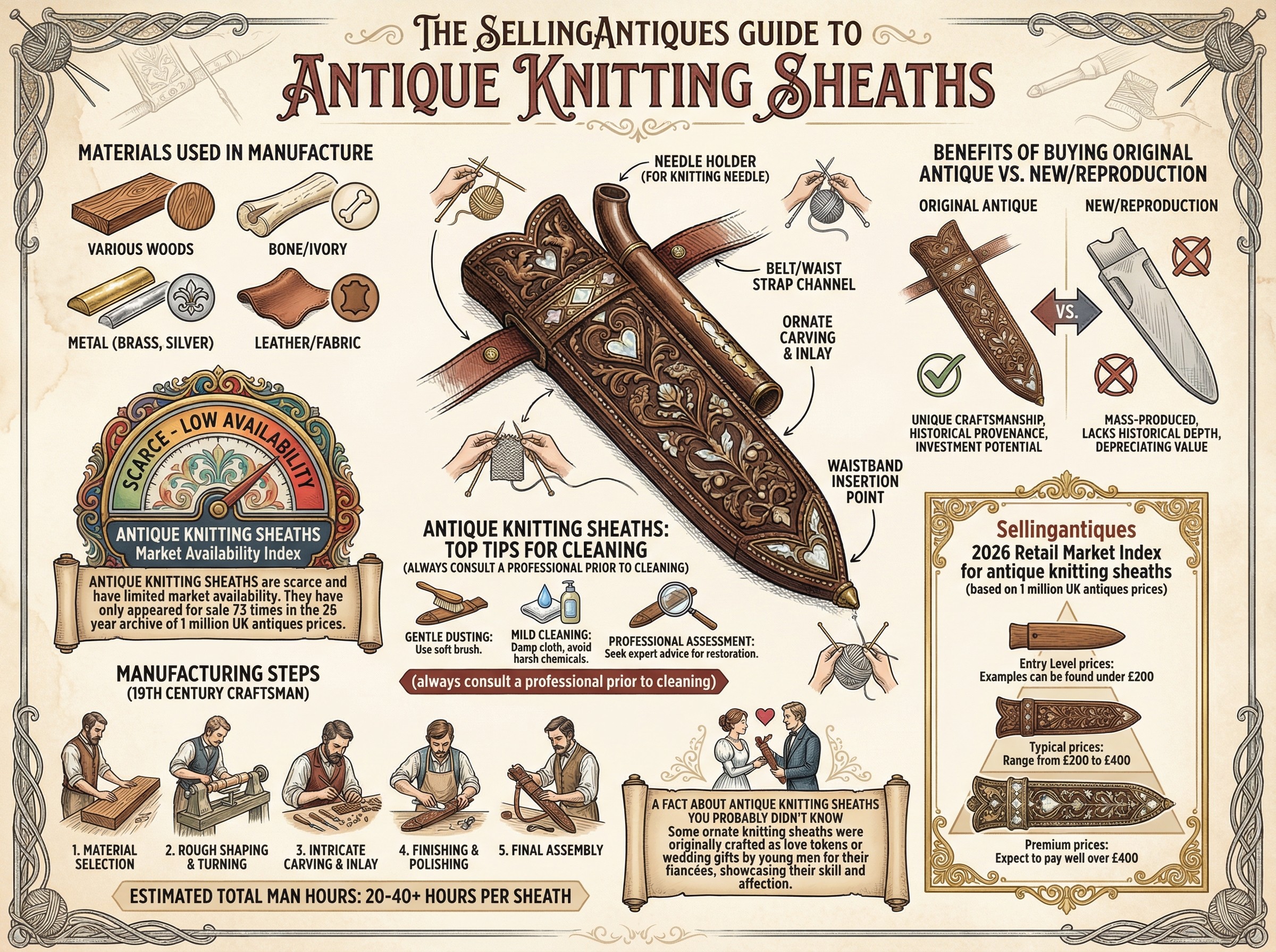 Antique Knitting Sheaths Guide Infographic