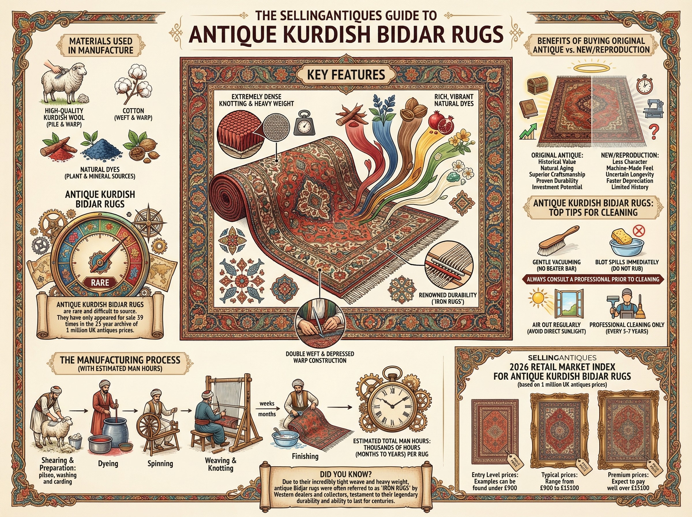 Antique Kurdish Bidjar Rugs Guide Infographic