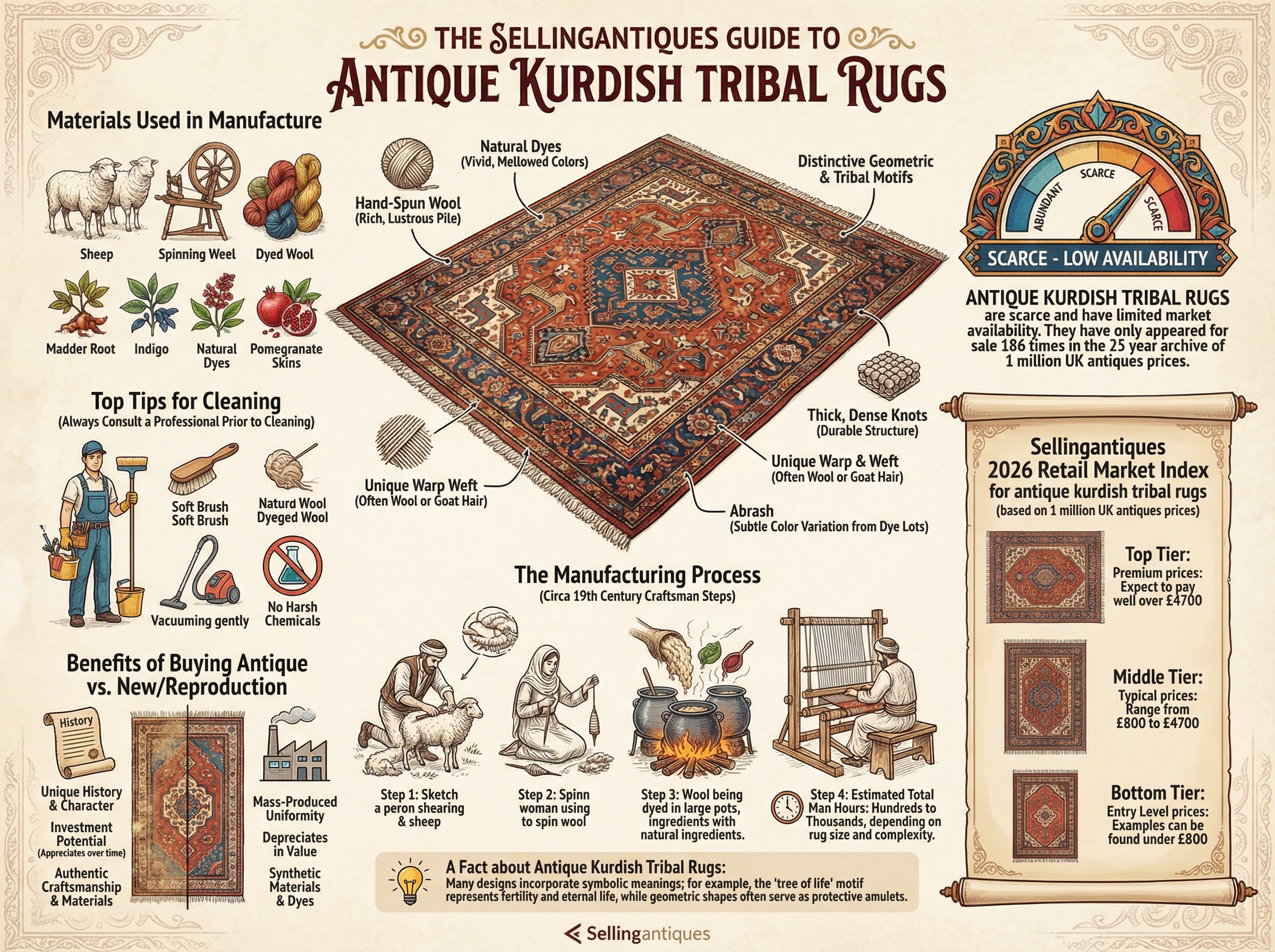 Antique Kurdish Tribal Rugs Guide Infographic