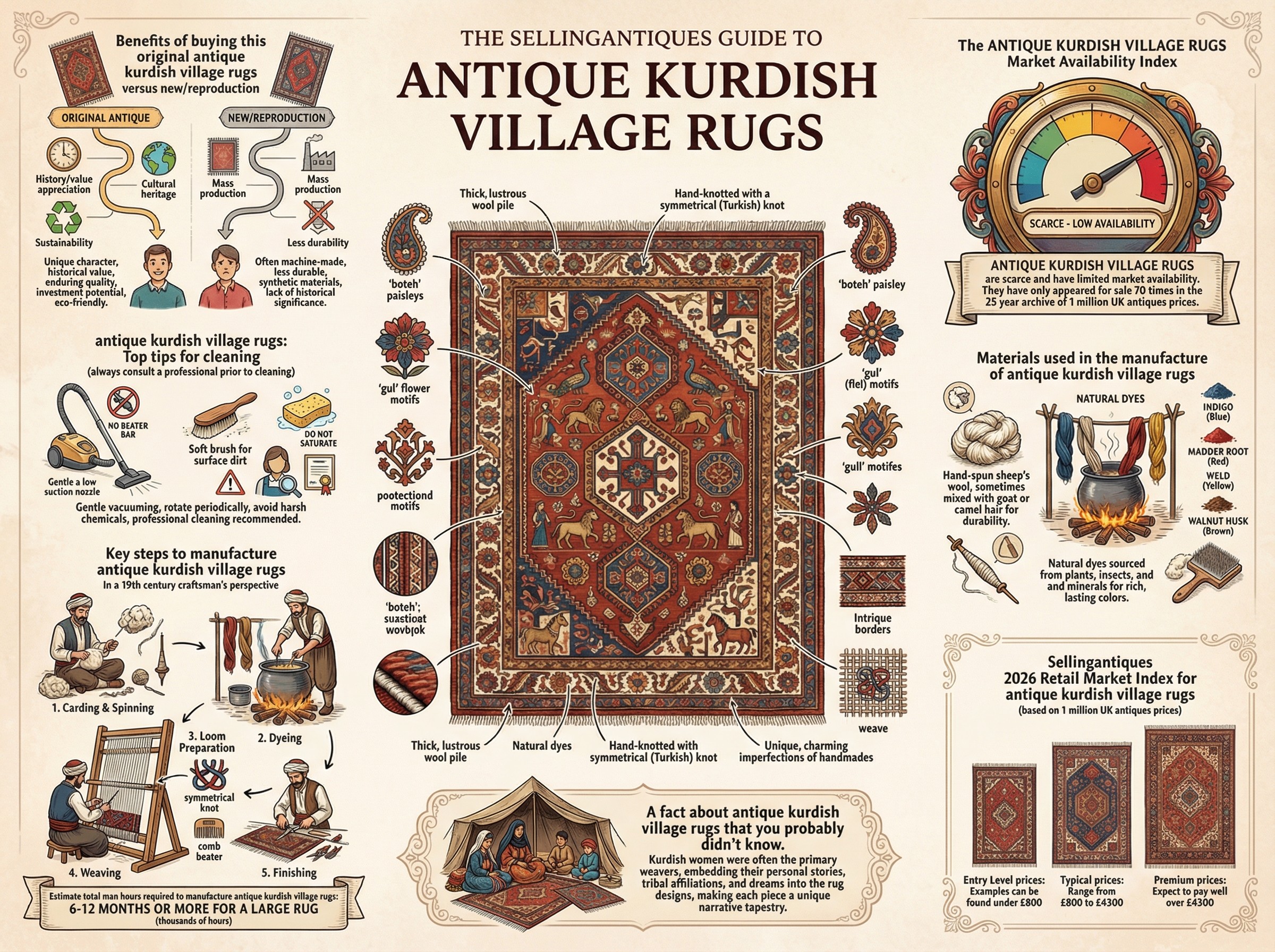 Antique Kurdish Village Rugs Guide Infographic