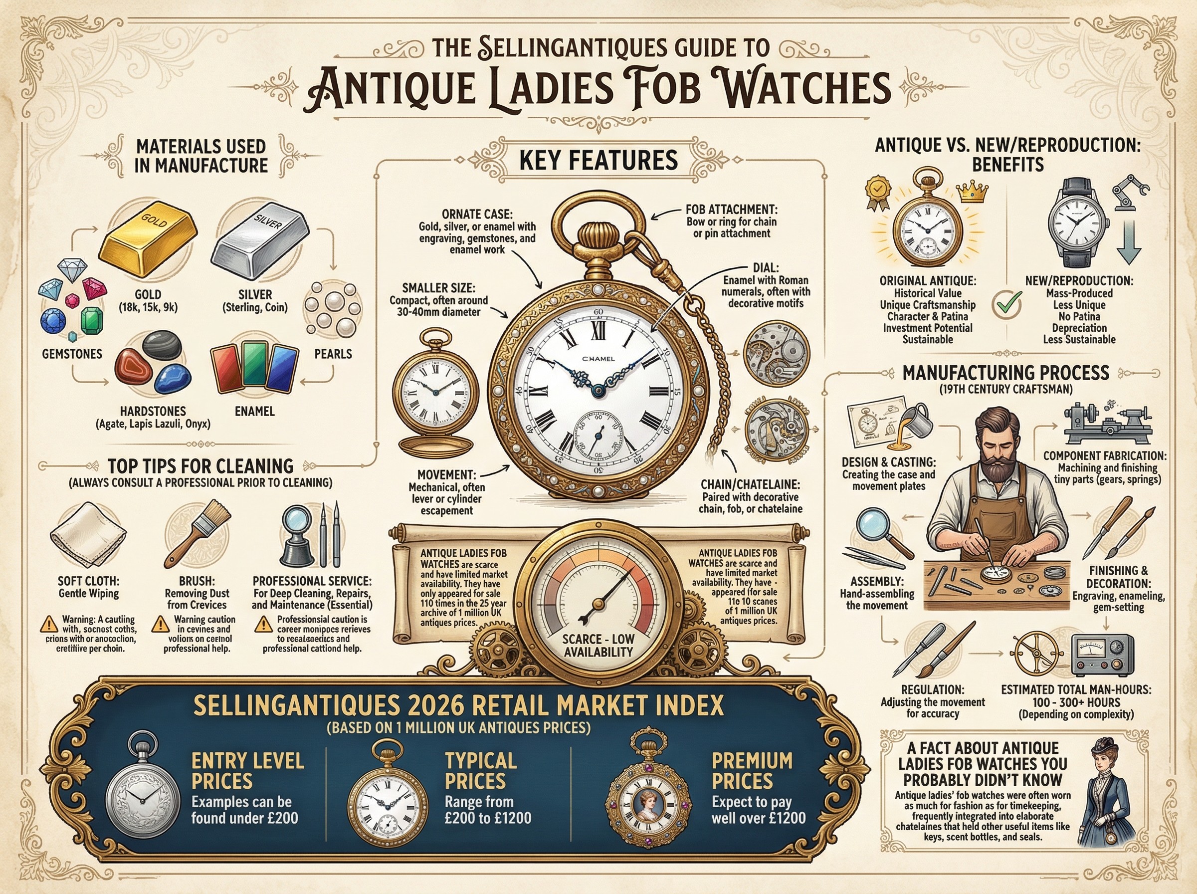 Antique Ladies Fob Watches Guide Infographic